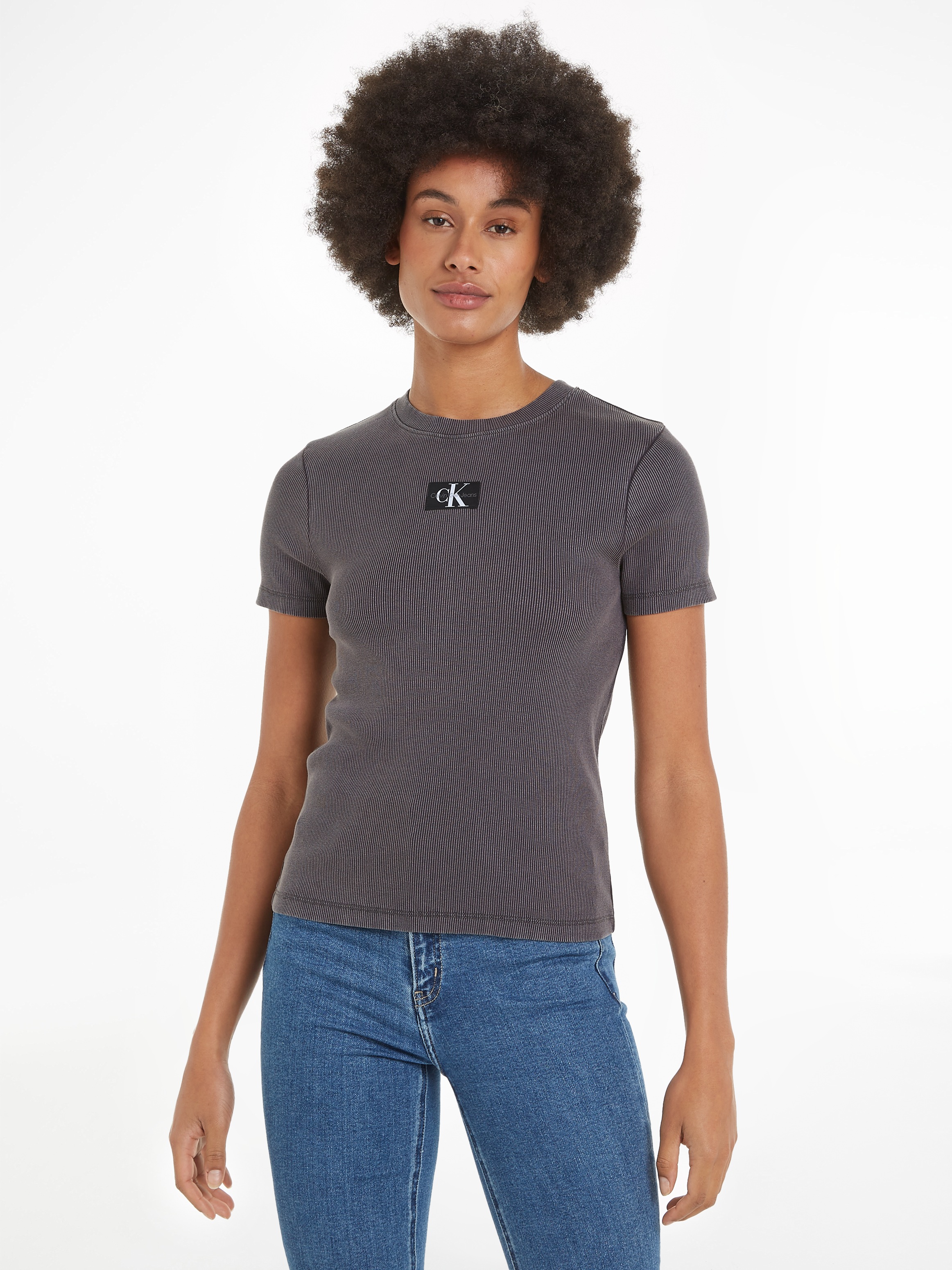 Calvin Klein Jeans T-Shirt "WASHED WOVEN LABEL RIB BABY TEE", mit Logopatch günstig online kaufen