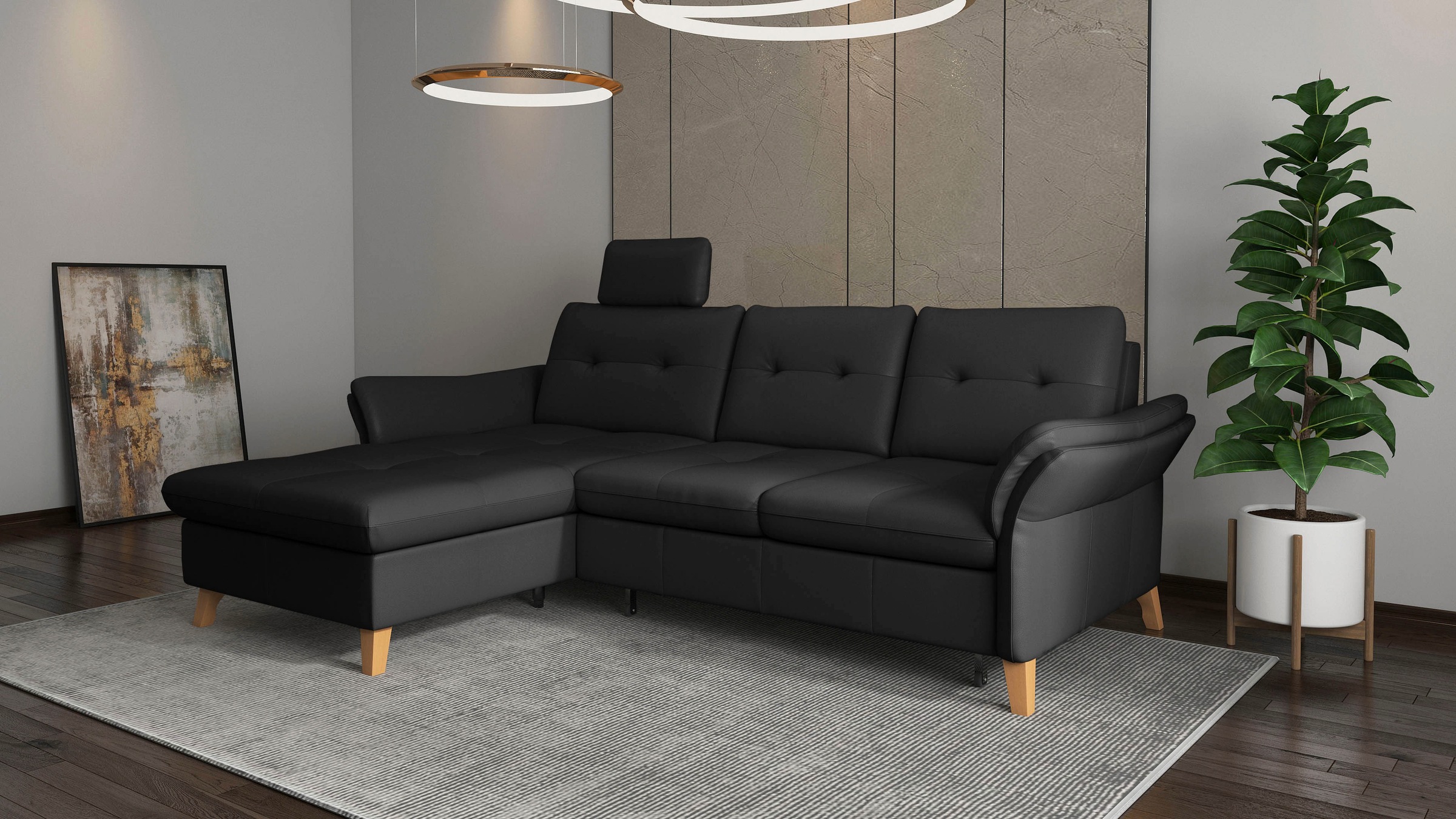 sit&more Ecksofa »Göteborg«, Sitztiefenverstellung und Federkern, wahlweise mit Bettfunktion