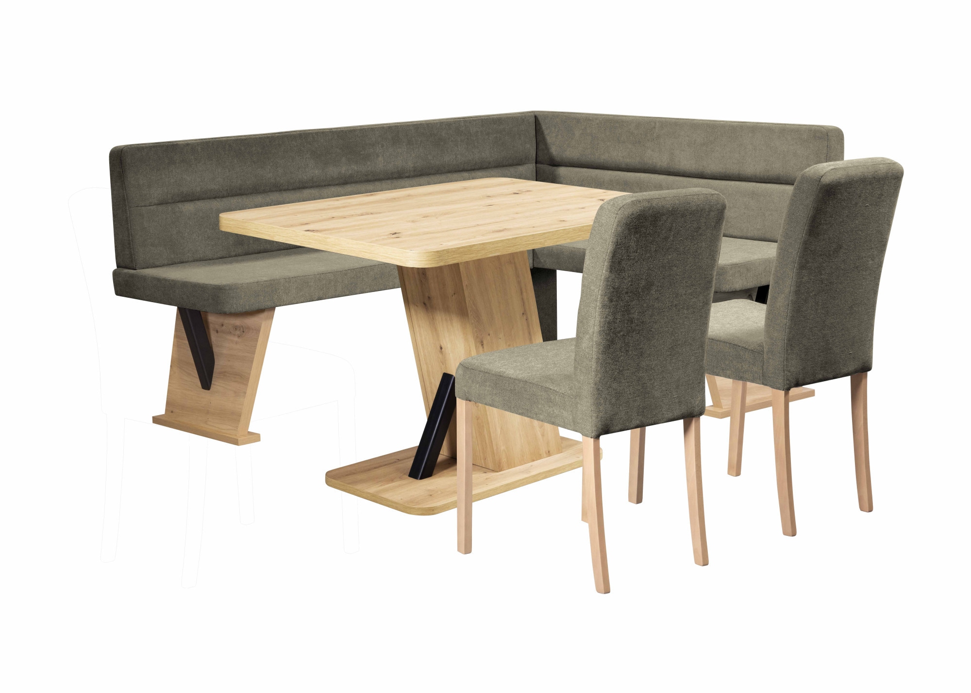 Home affaire "Laros Sitzgruppe, Eckbank, Stühle, Tisch" Set, 4tlg Set, perfekt für Küche, Esszimmer, Wohnzimmer, Bestseller