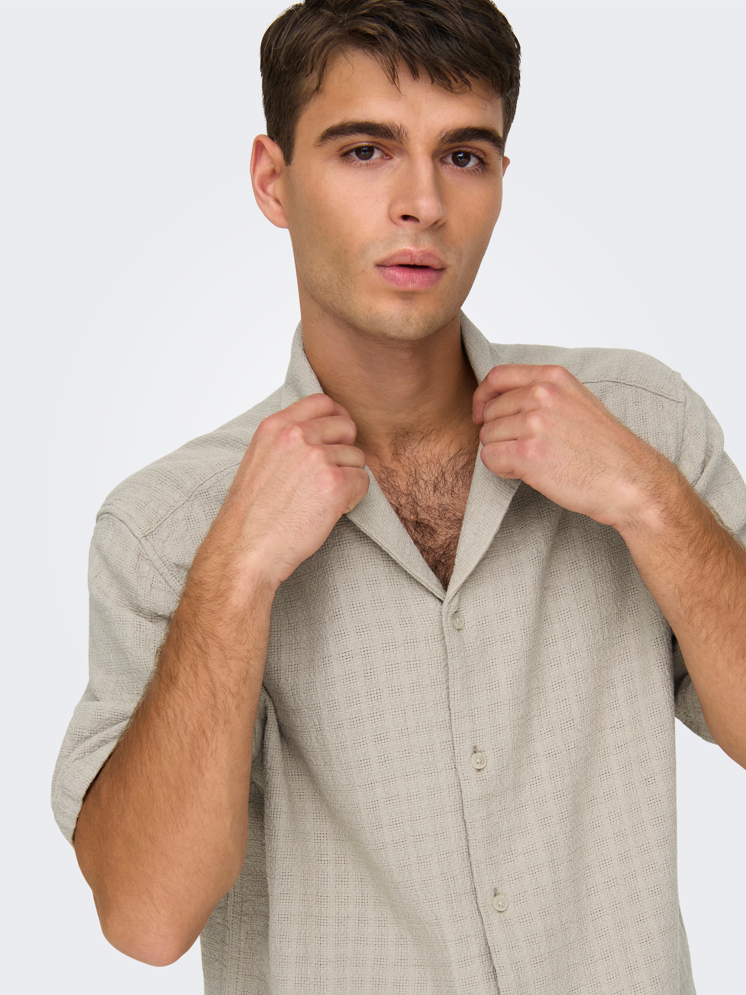 ONLY & SONS marškiniai trumpom rankovėm »ONSLATHAM RLXSS RESORT LINEN STRUC 0257«
