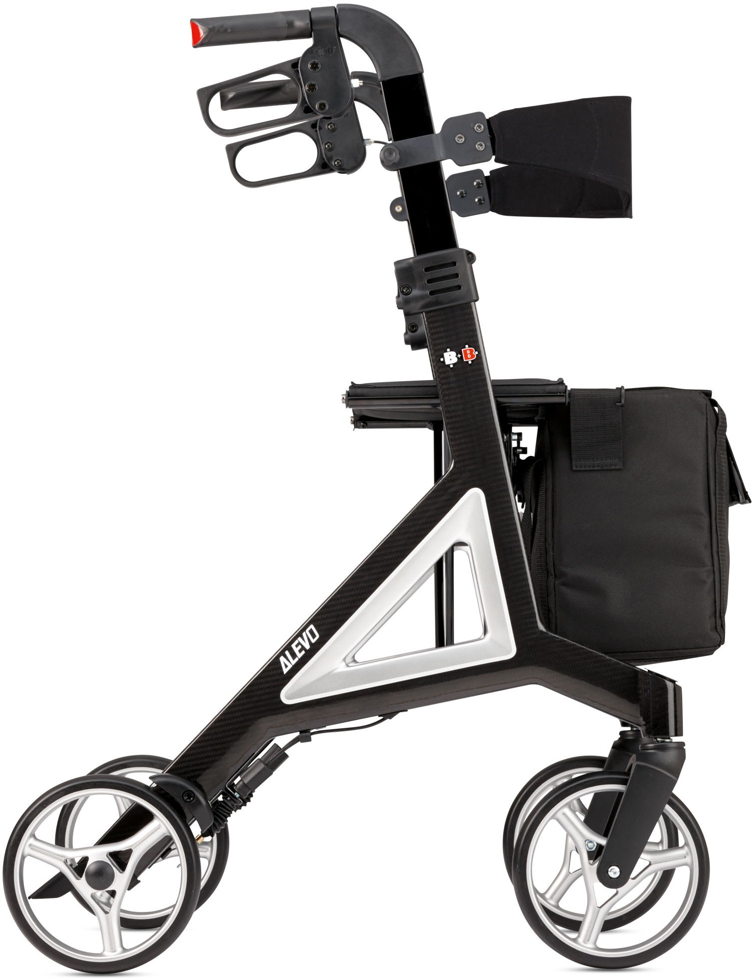 Bischoff & Bischoff Rollator »Alevo Carbon«, faltbar – Ultra leicht Rollator aus Carbon mit abnehmbarer Tasche