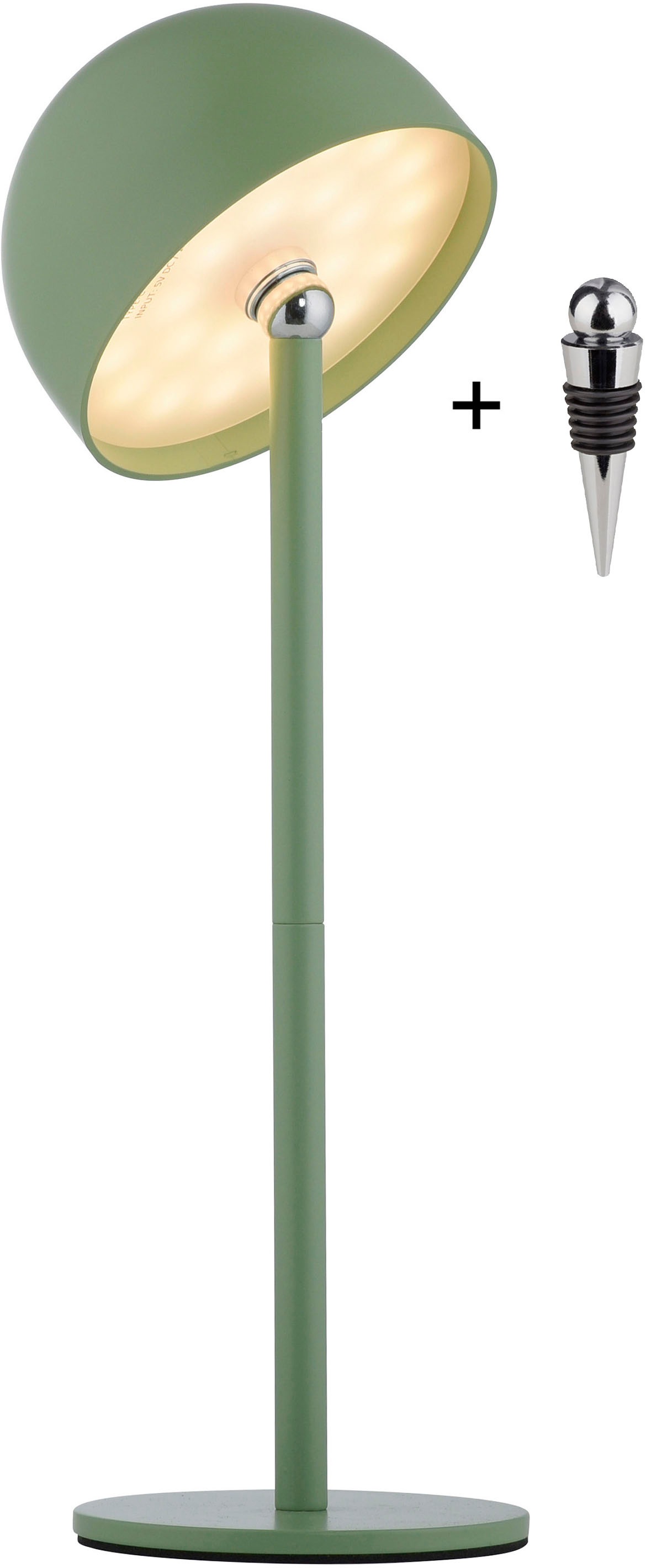 my home Tischleuchte »Akku Tischleuchte Hesper Indoor Outdoor, magnetischer Flaschenaufsatz«, 1 flammig, Leuchtmittel LED-Board | LED fest integriert, Pilzlampe Flaschenaufsatz, Regulierung der Lichtstärke, Pilz, Lampe