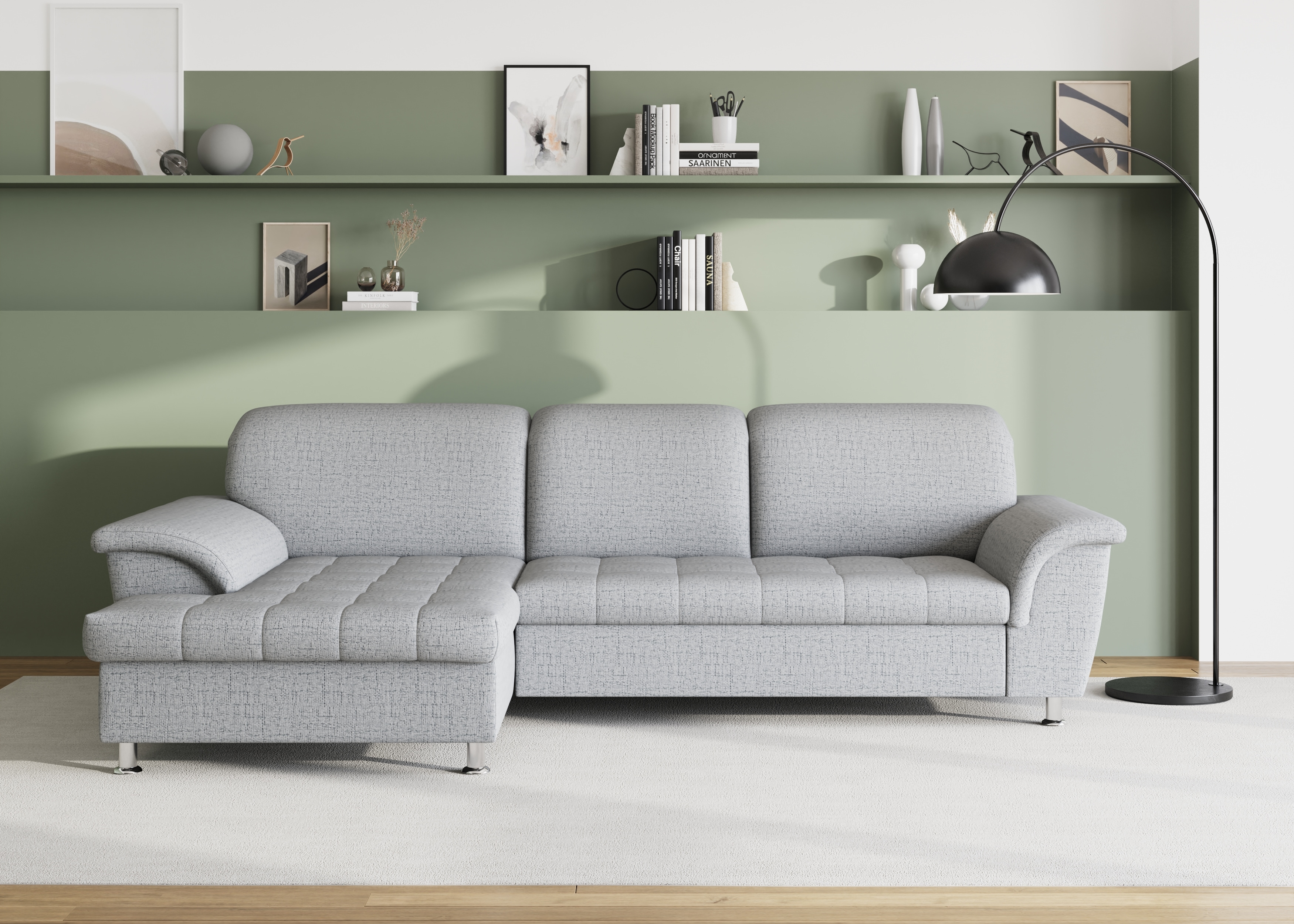 DOMO collection Ecksofa "FRANZI 278x170x81 cm, Steppung im Sitzbereich, L-Form" wahlweise mit Bettfunktion, Bettkasten und Kopfteilverstellung