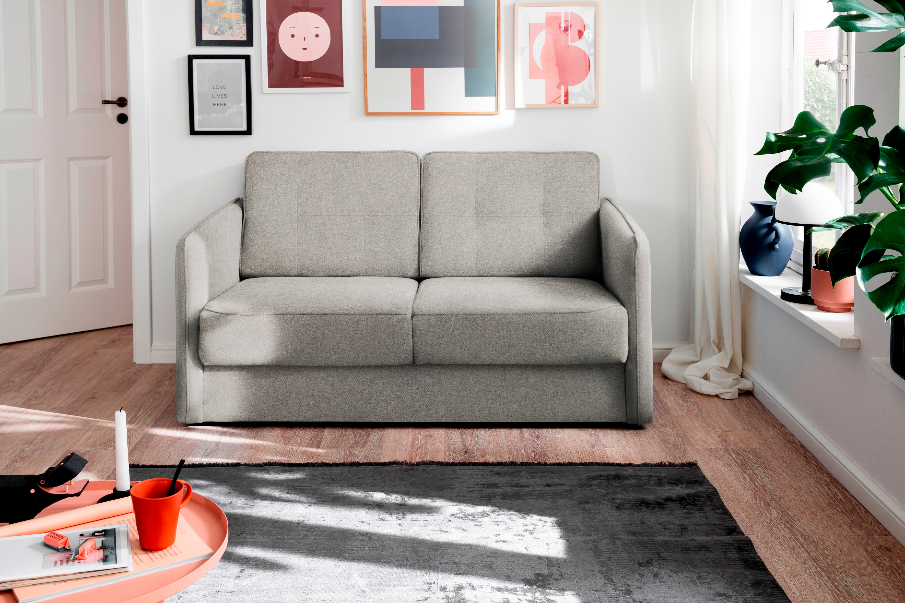 Home affaire Schlafsofa "Milano Einzelauszug, Schlaffunktion, schmale Armlehnen, Breite 147cm" zwei einzeln ausziehbare Liegefunktionen
