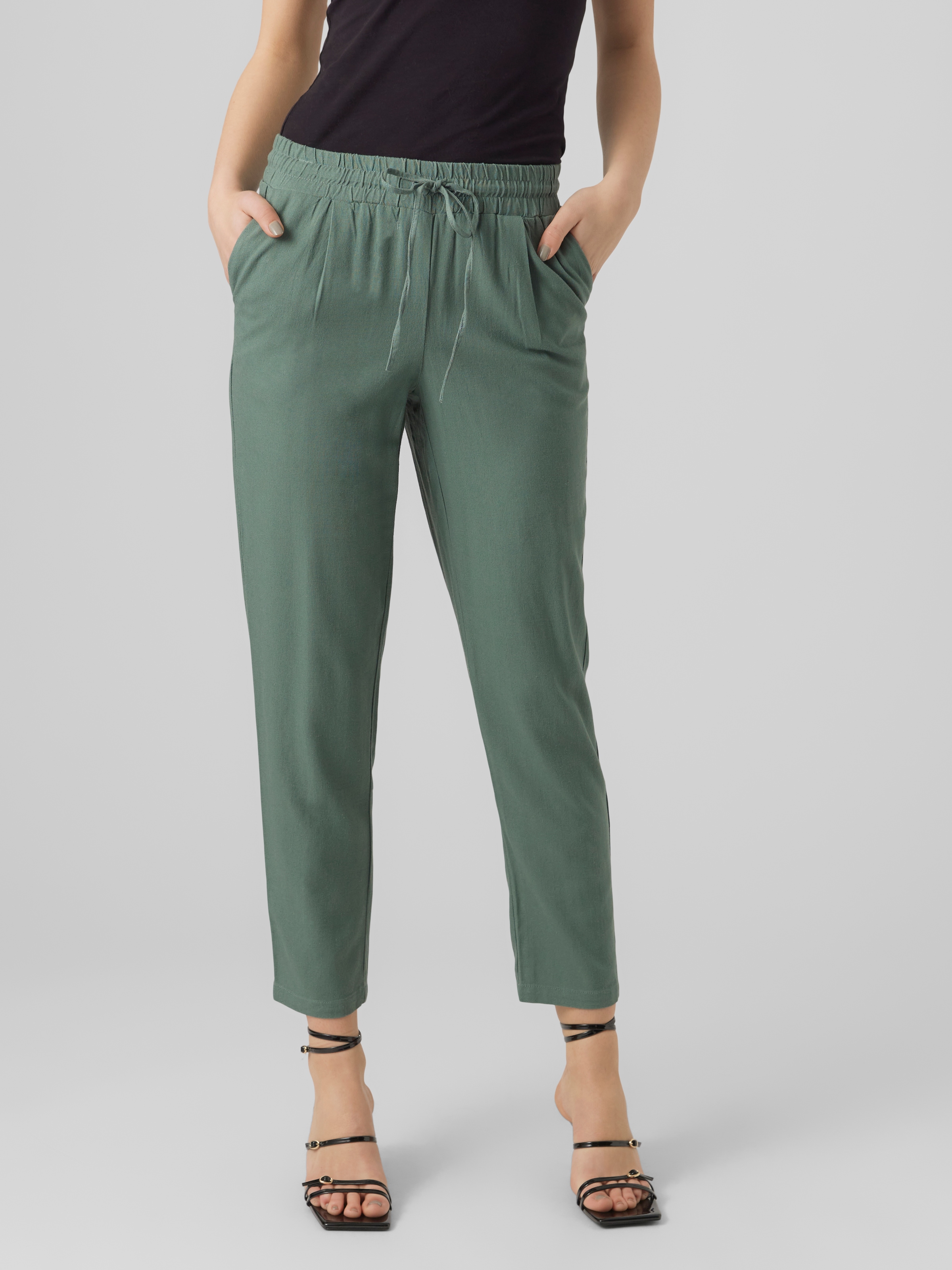 Vero Moda Schlupfhose "VMJESMILO MW ANKLE PANTS WVN NOOS" mit Leinen, elast günstig online kaufen