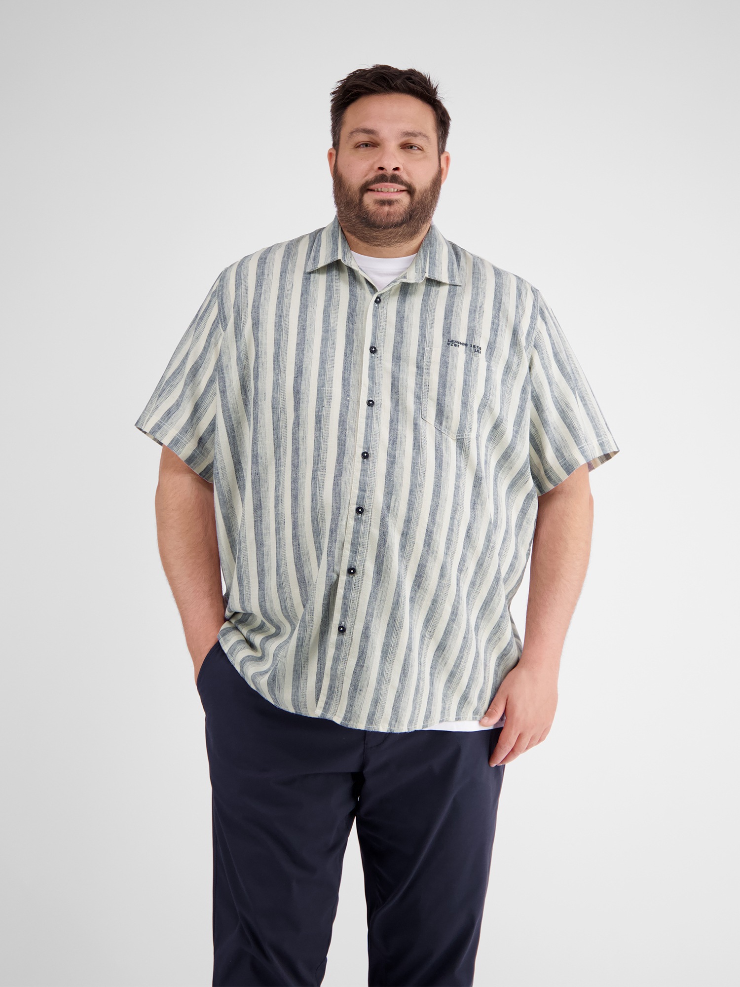 LERROS Kurzarmhemd "Halbarmhemd in Übergrößen aus gestreifter Strukturquali günstig online kaufen