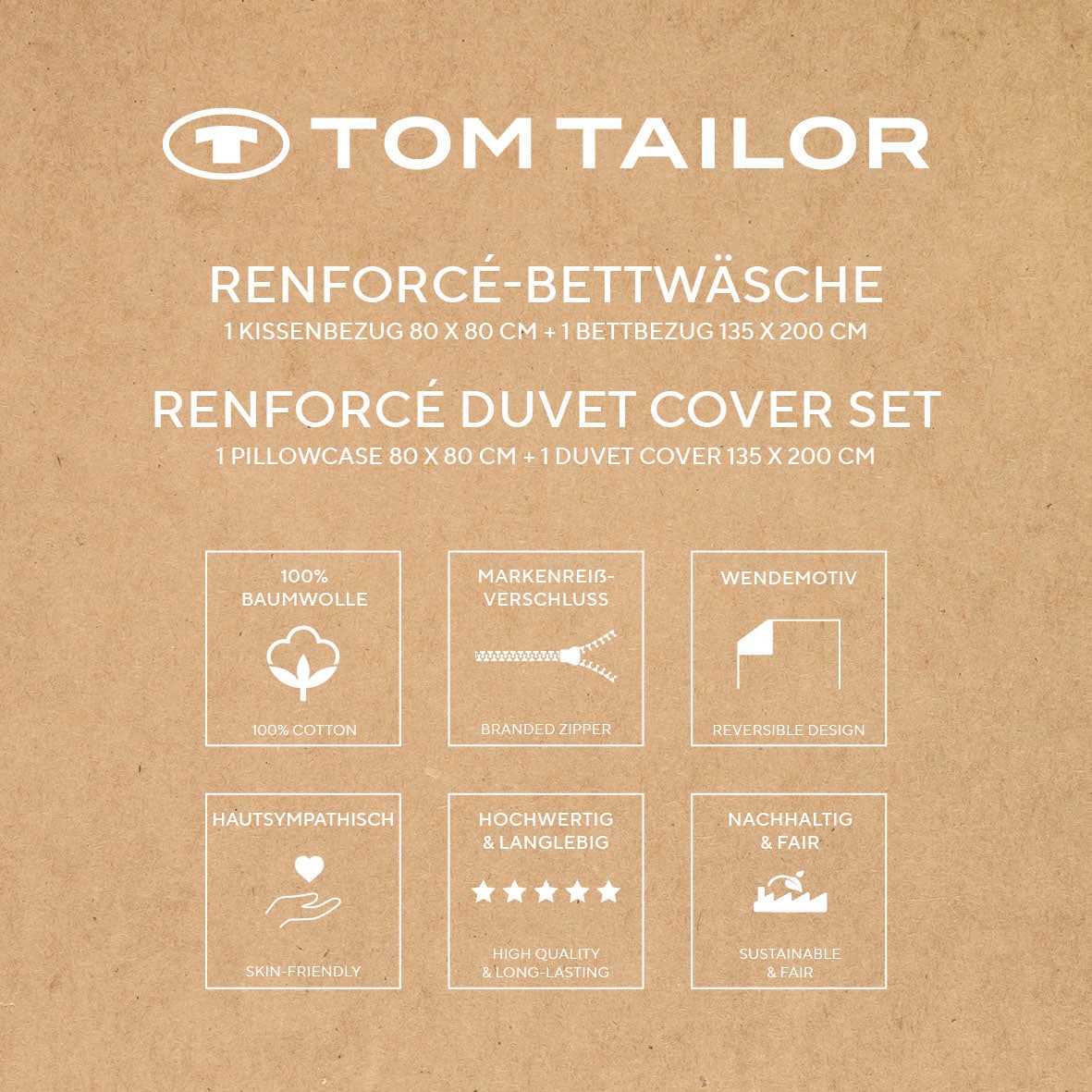 TOM TAILOR HOME Bettwäsche »BOLD STRIPES in Gr. 135x200cm, 155x220cm oder 200x200cm«, (2 tlg.), new bedroom, mit farbigem Markenreißverschluss