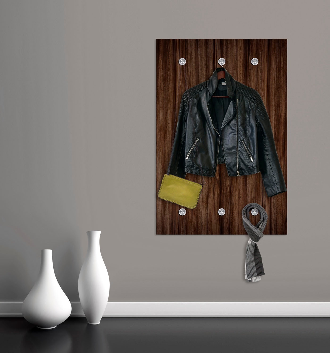 queence Garderobenleiste »Holzoptik«, mit 6 Haken, 80 x 120 cm