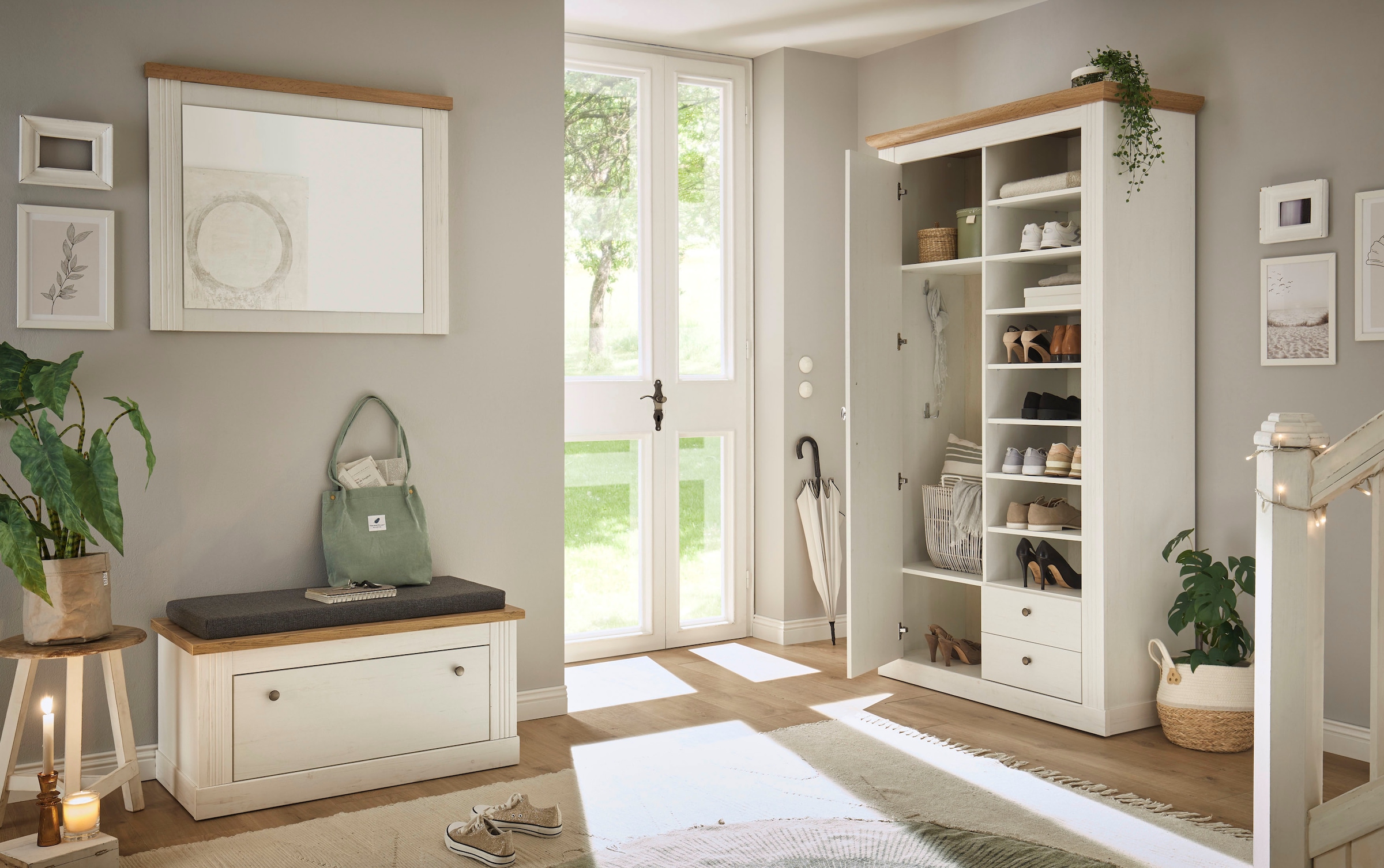 Home affaire Garderobenschrank »WESTMINSTER TOPSELLER!«, (Breite ca. 108 cm), im romantischen Landhausstil