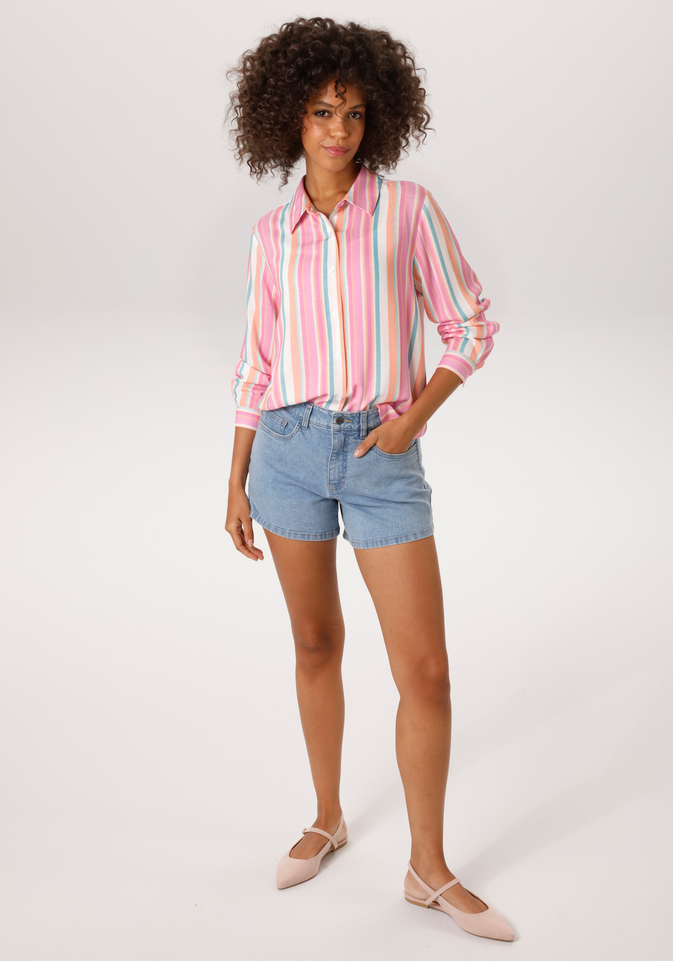 Aniston CASUAL Hemdbluse im pastellfarbenen Streifen-Dessin - NEUE KOLLEKTION