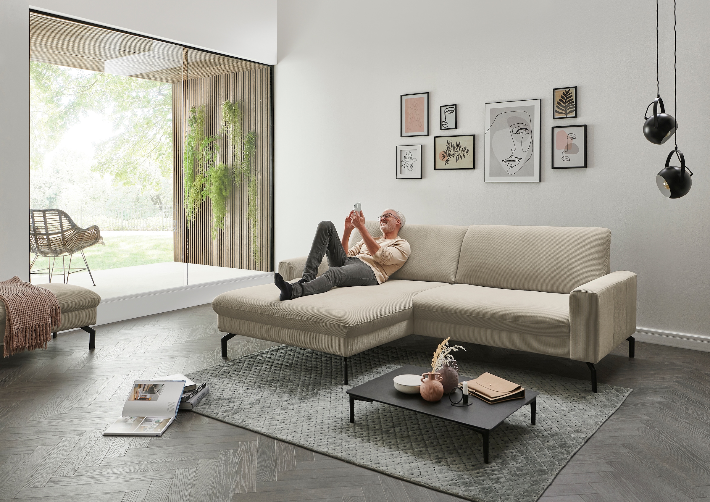 Die PlanBar Ecksofa »ZE-EM20028 L-Form, Breite 248 cm« wahlweise mit Kopfstützen und Sitztiefenverstellung