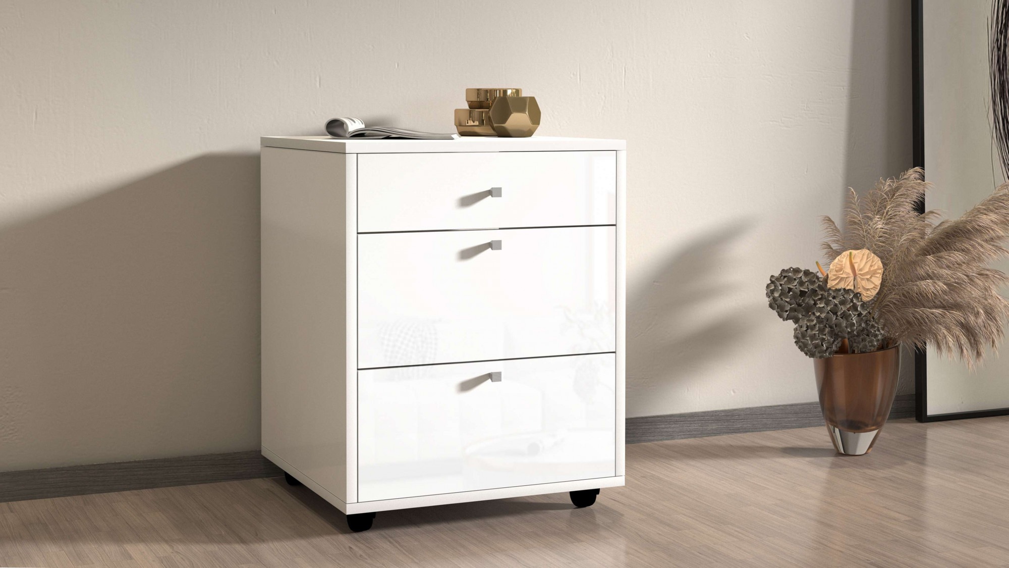INOSIGN Rollcontainer »ESSE«, (1 St.), mit 3 Schubladen, Schreibtischcontainer, Höhe 61 cm