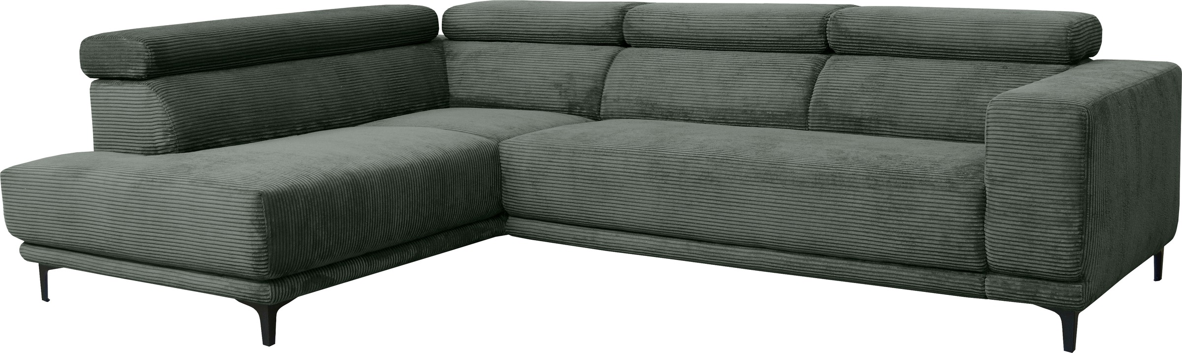 Ecksofa ALINA "Hikari", grün (olivgrün gct 333), B:276cm H:102cm T:210cm, Cord GCT (92% Polyester, 8% Nylon), Sofas, Ecksofa, wahlweise mit Sitzvorzug, in modernem Cordstoff, Breite 276 cm 3