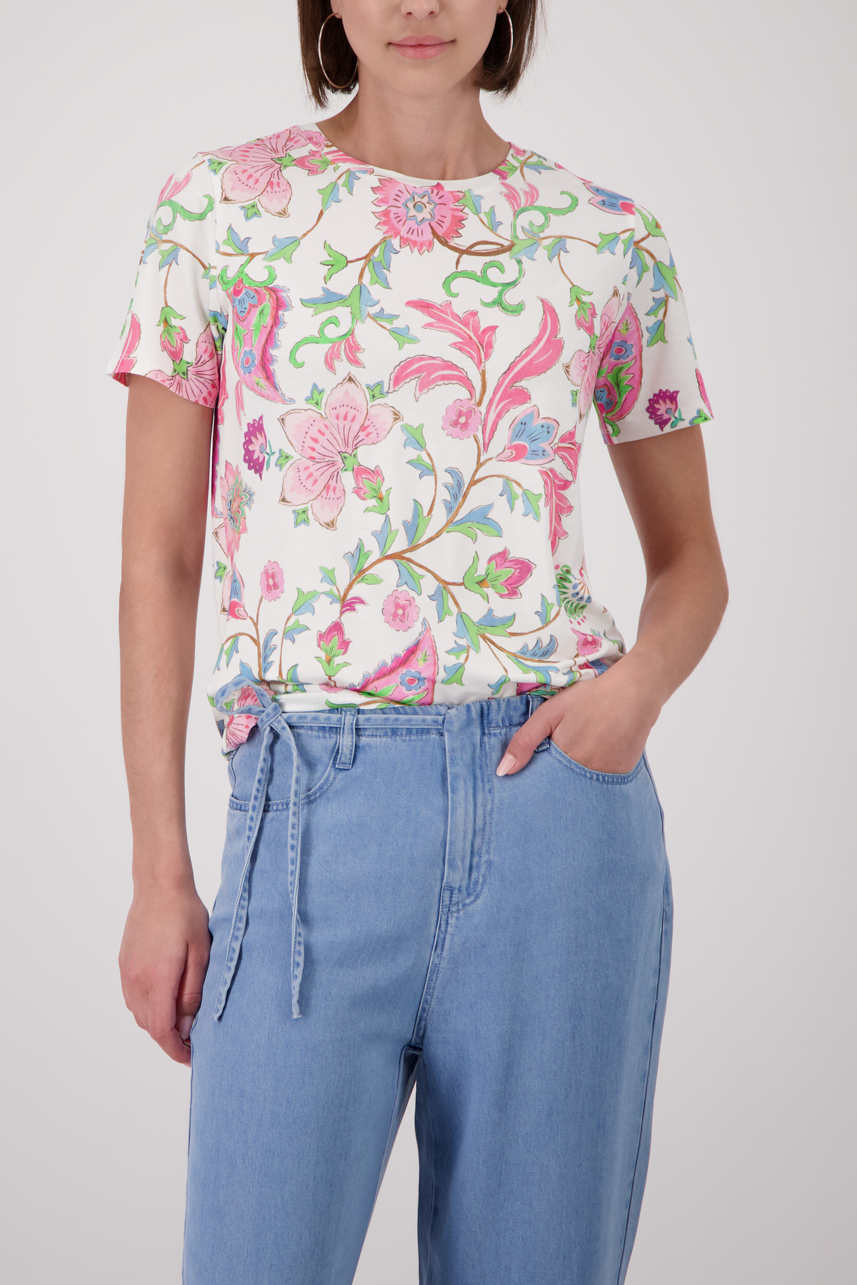 Monari Rundhalsshirt "Shirt Blumendruck allover" mit Blumendruck