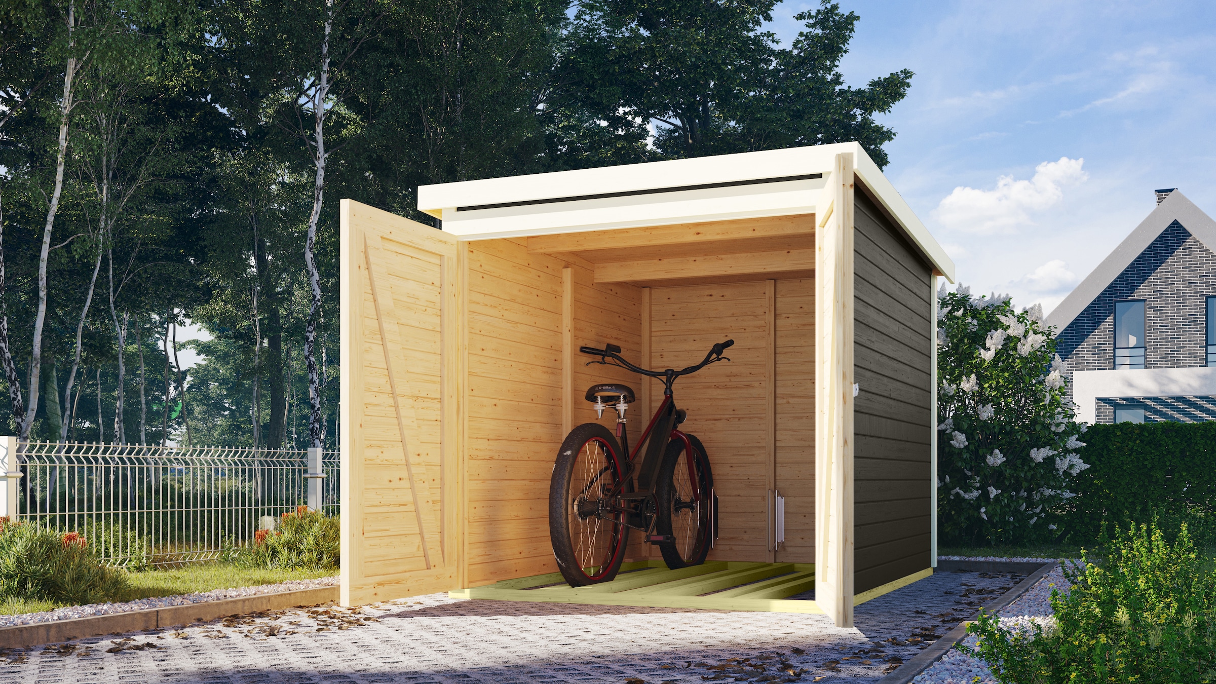 Karibu Fahrradbox "Fahrradgarage mit Einschub und Halterung für bis zu 3 Fahrräder" Made in Germany, BxTxH: 162,5x216x167 cm