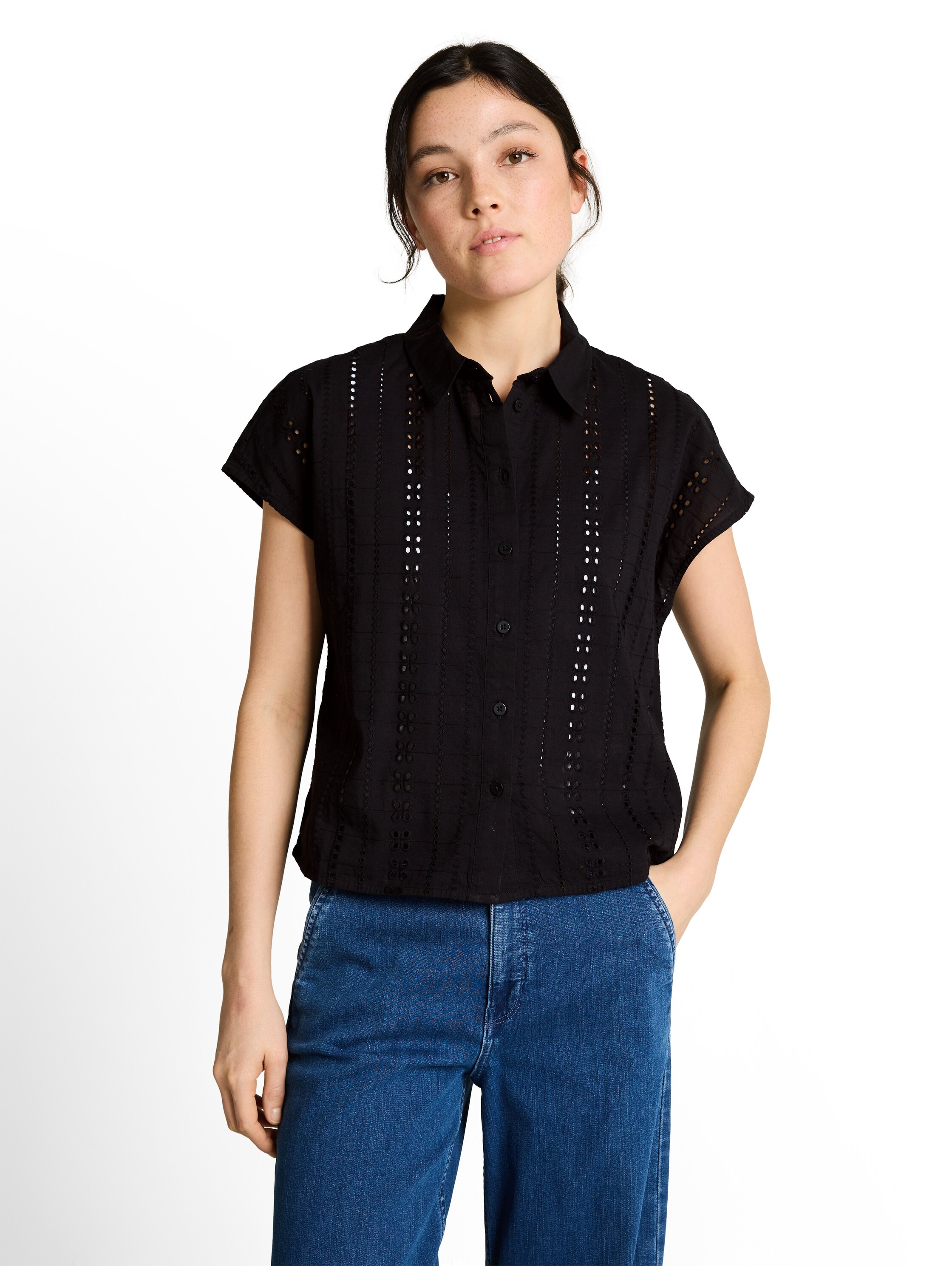 TOM TAILOR Denim Hemdbluse Sommerbluse mit Häkel-Details günstig online kaufen