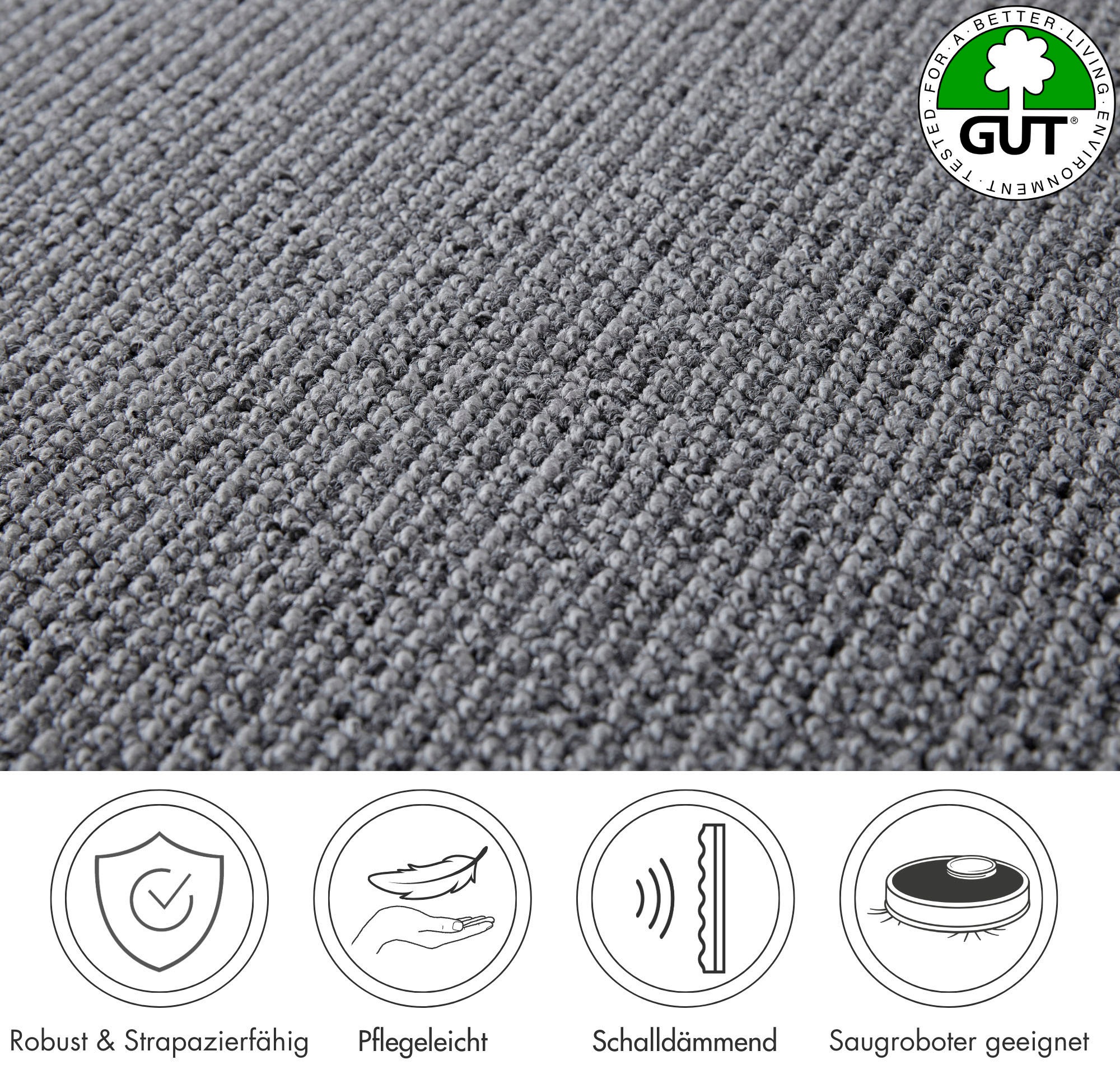 ANDIAMO Tulsa Moquette Bouclée Anthracite 400x200cm 2