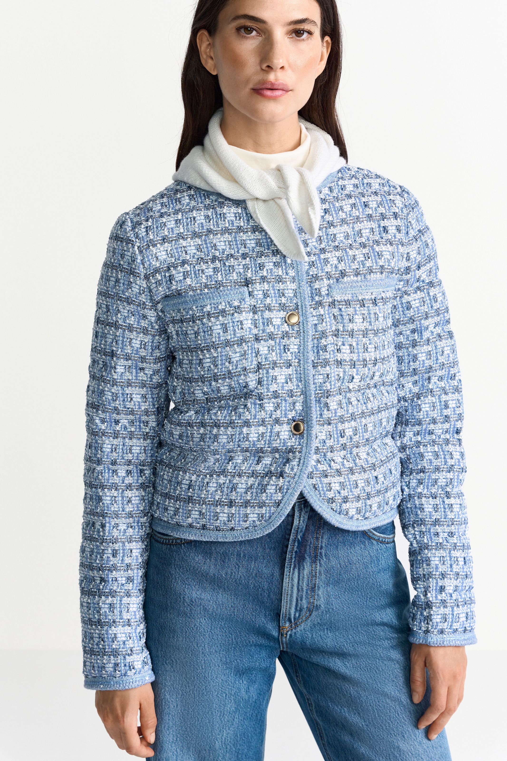 RICHROYAL Kurzjacke, Boucle Optic, leicht wattiert, kastiger Schnitt, Glitz günstig online kaufen