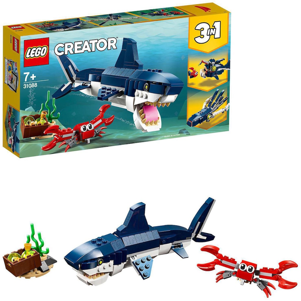 LEGO® Konstruktionsspielsteine »Bewohner der Tiefsee (31088), LEGO® Creator 3in1«, (230 St.), Made in Europe