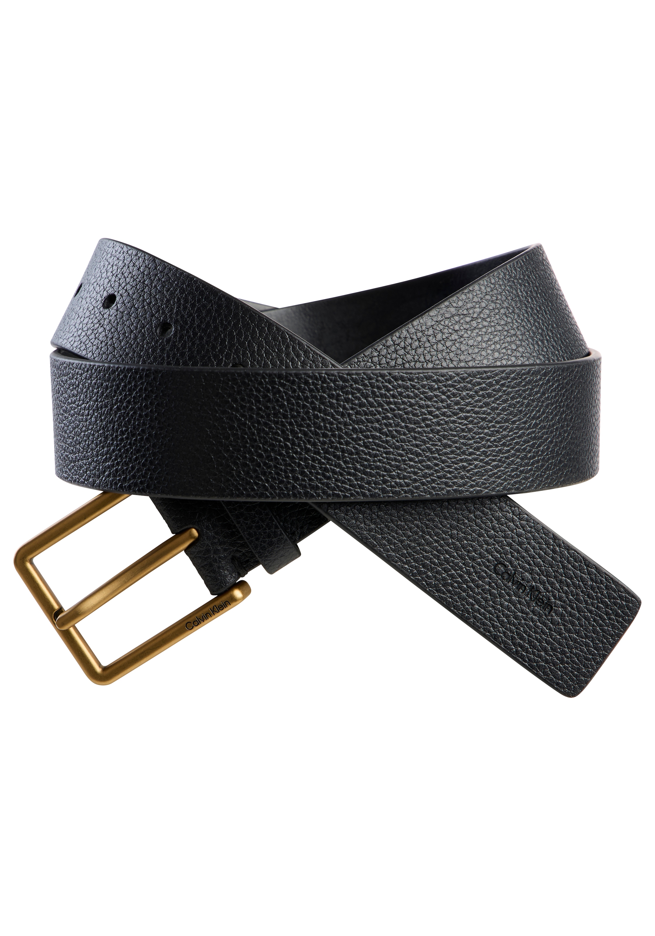 Calvin Klein Ledergürtel »WARMTH BUCKLE GOLD PEBBLE 35MM« Regular fit und größenverstellbar