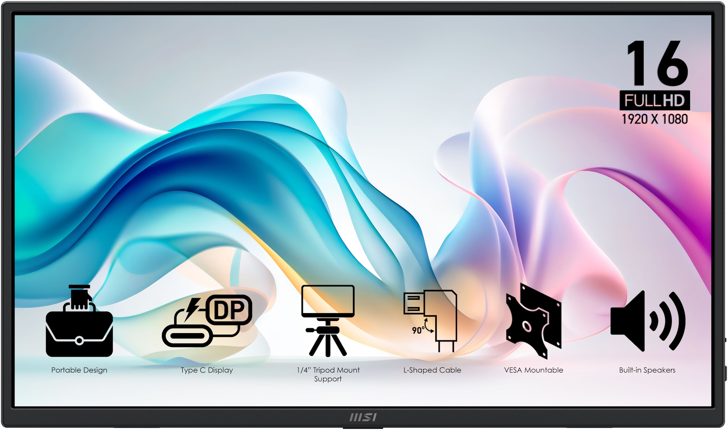 MSI Portabler Monitor »PRO MP165 E6« 40 cm/16 ″  1920 x 1080 px Full HD 4 Reaktionszeit 60 Hz