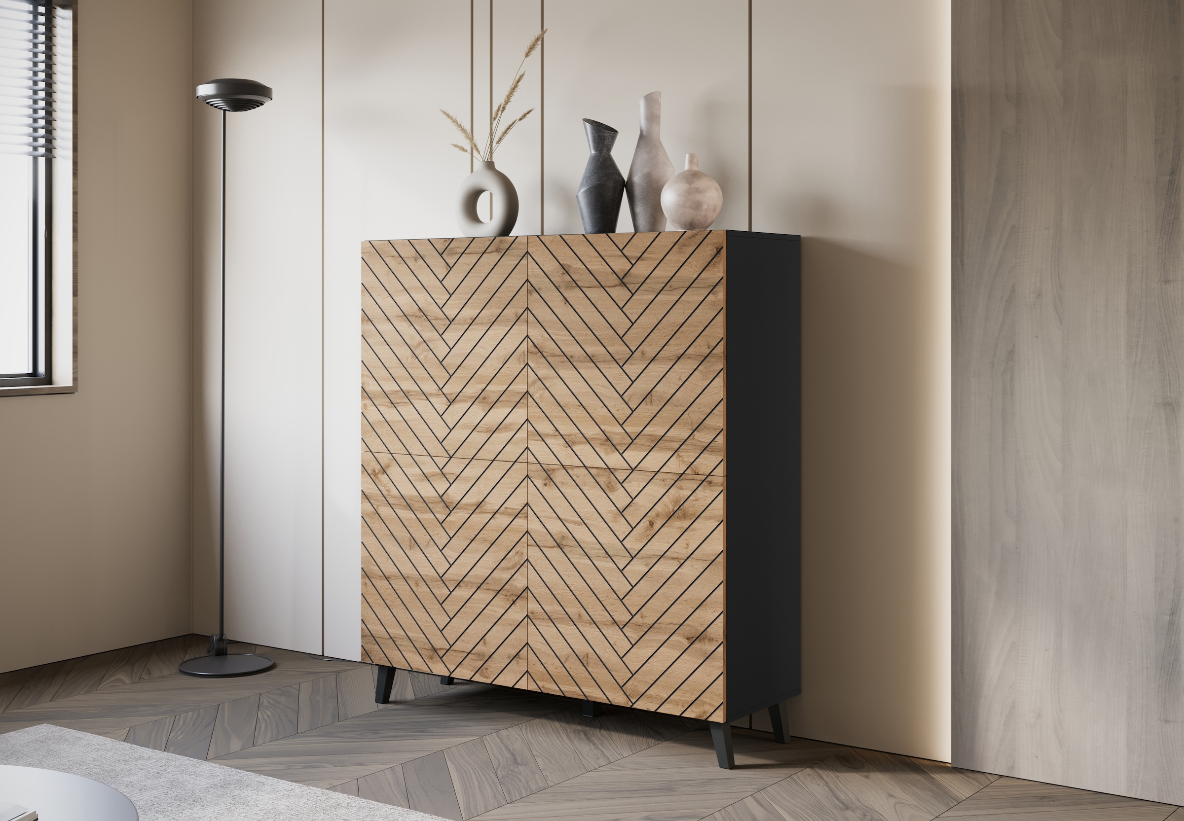 INOSIGN Highboard »HIGHBOARD PHUKET«, (1 St.), moderne Kommode mit 4 Türen und 8 Fächern, Breite 120 cm