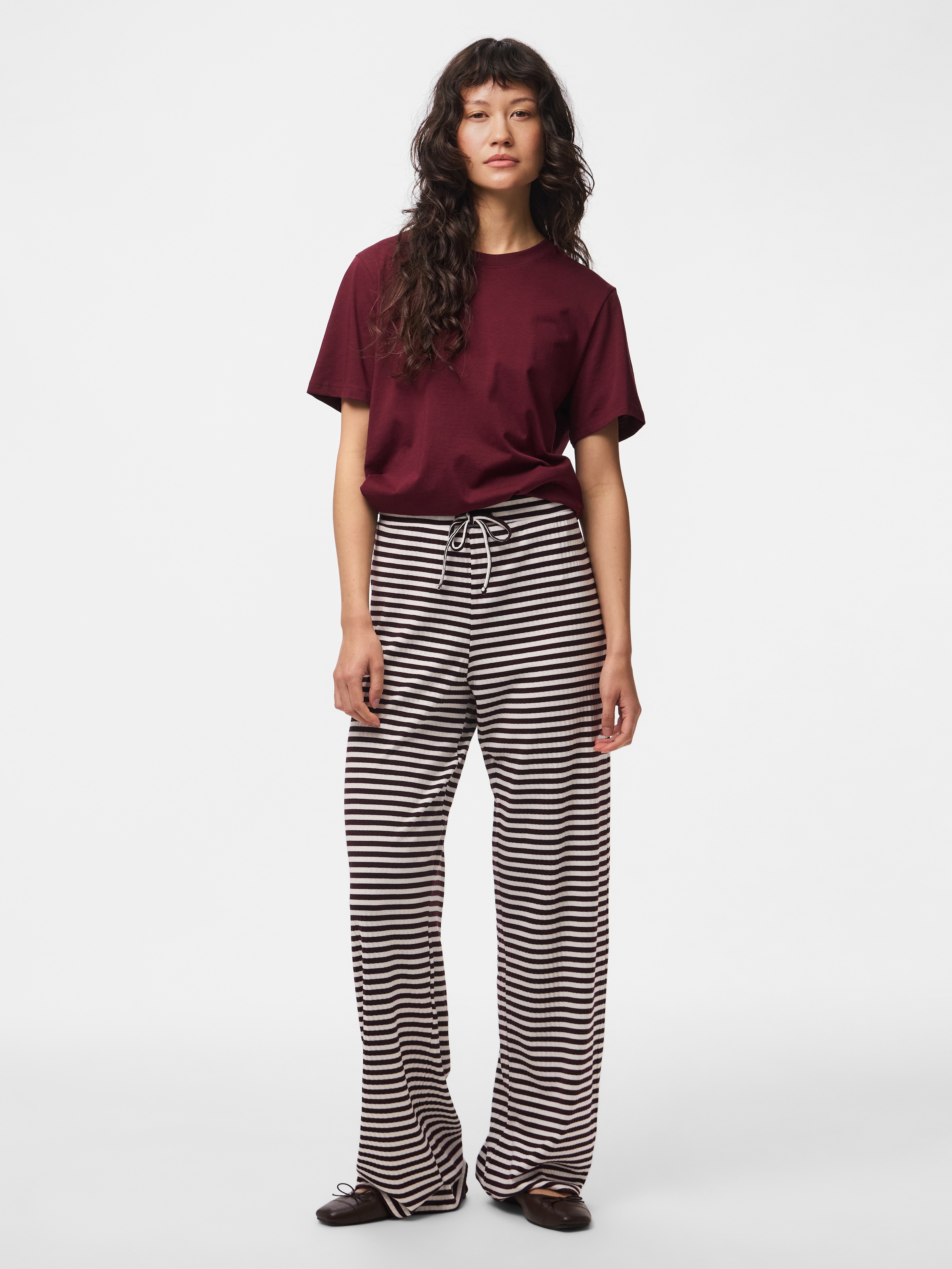 pieces Jerseyhose »PCLAYA MW WIDE PANTS JRS NOOS«  Materialmix, regular fit