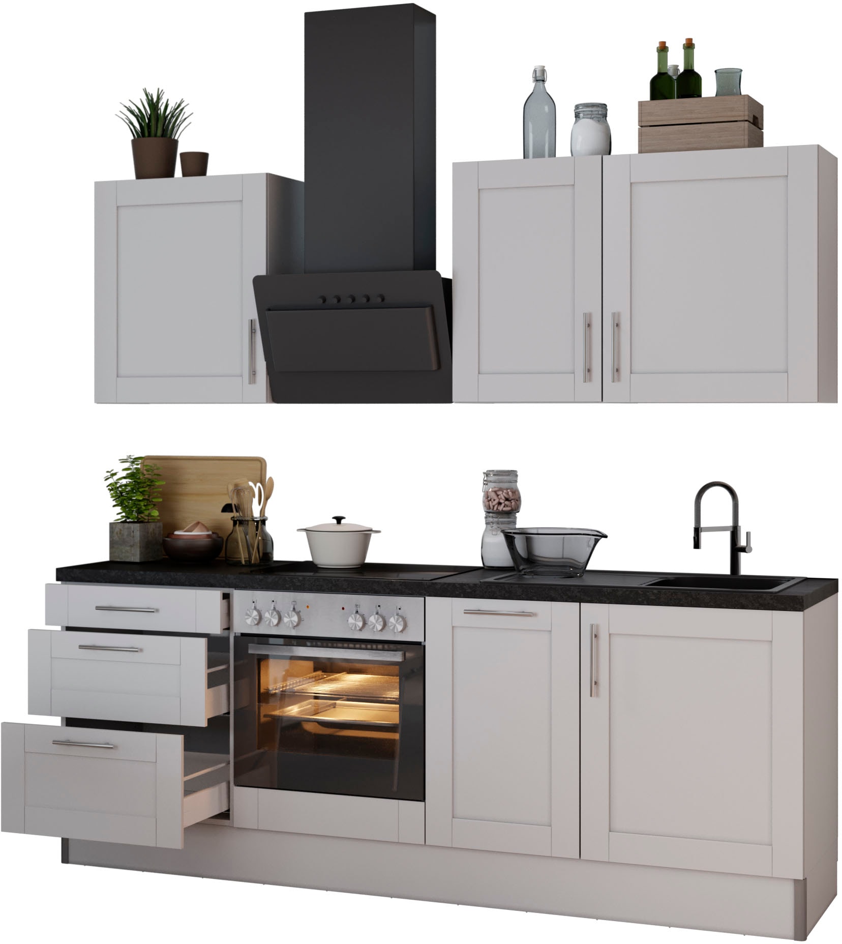 Küche »Ahus«, Breite 225 cm,wahlweise mit E-Geräten,MDF Fronten,Soft Close Funktion