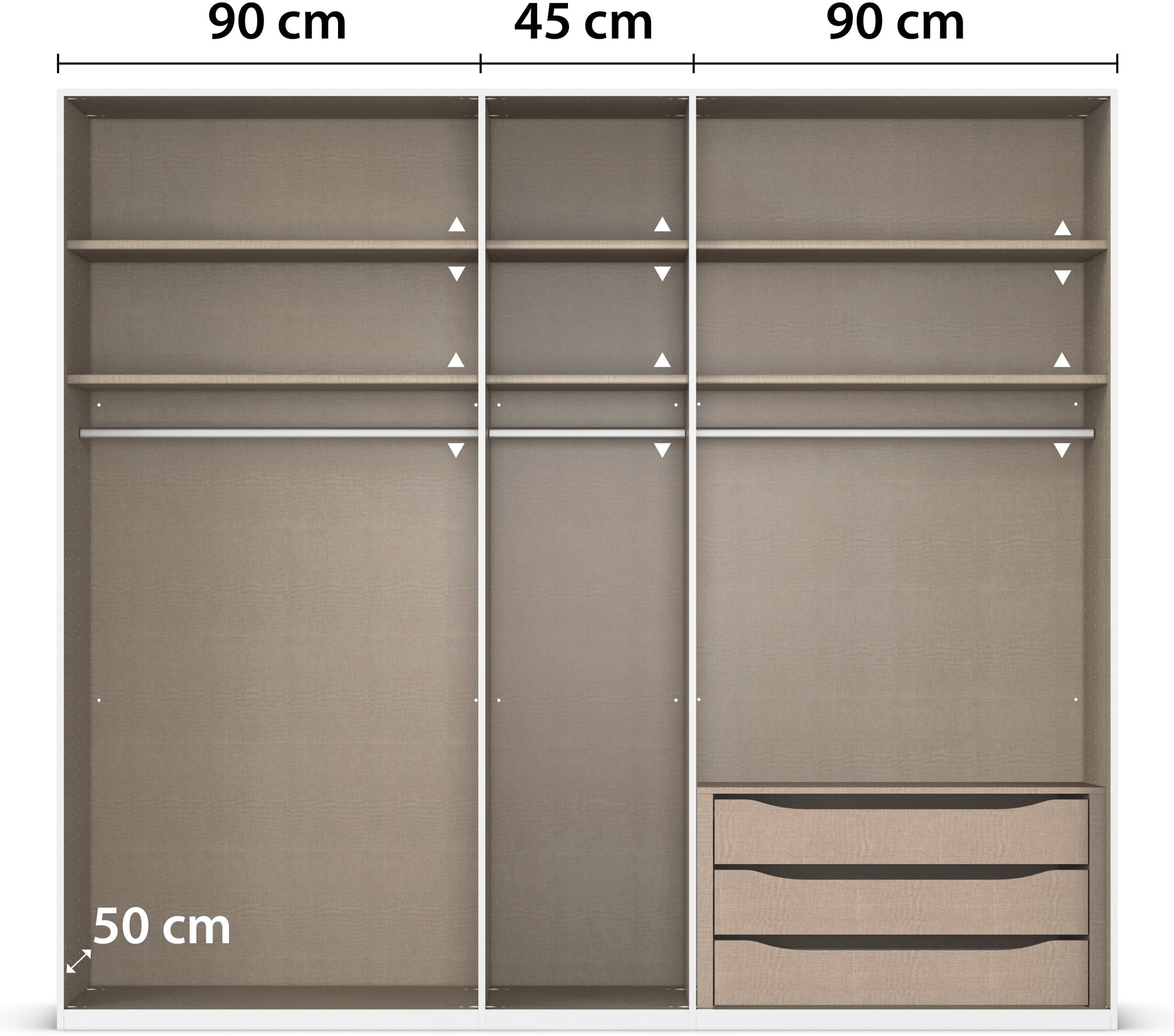 rauch Kleiderschrank, (in 3 verschiedenen Ausstattungen BASIC/CLASSIC/PREMIUM), mit hochwertigen Stangengriffen in Schwarz aus Metall MADE IN GERMANY