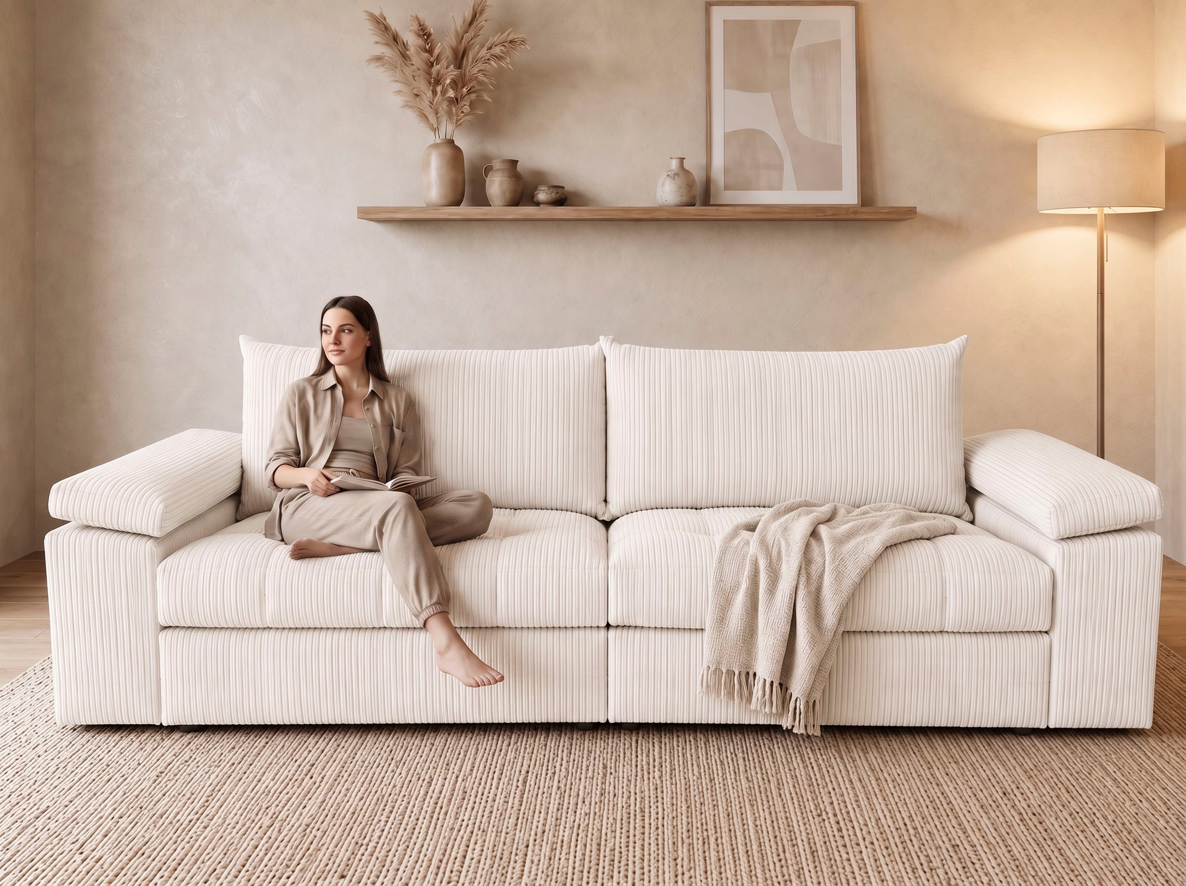 OTTO home Big-Sofa "Soft&Cosy Pik XXL, B: 303 cm, Mega Sofa in Cord" Lounge-Komfort mit edler Sitzsteppung, Federkern
