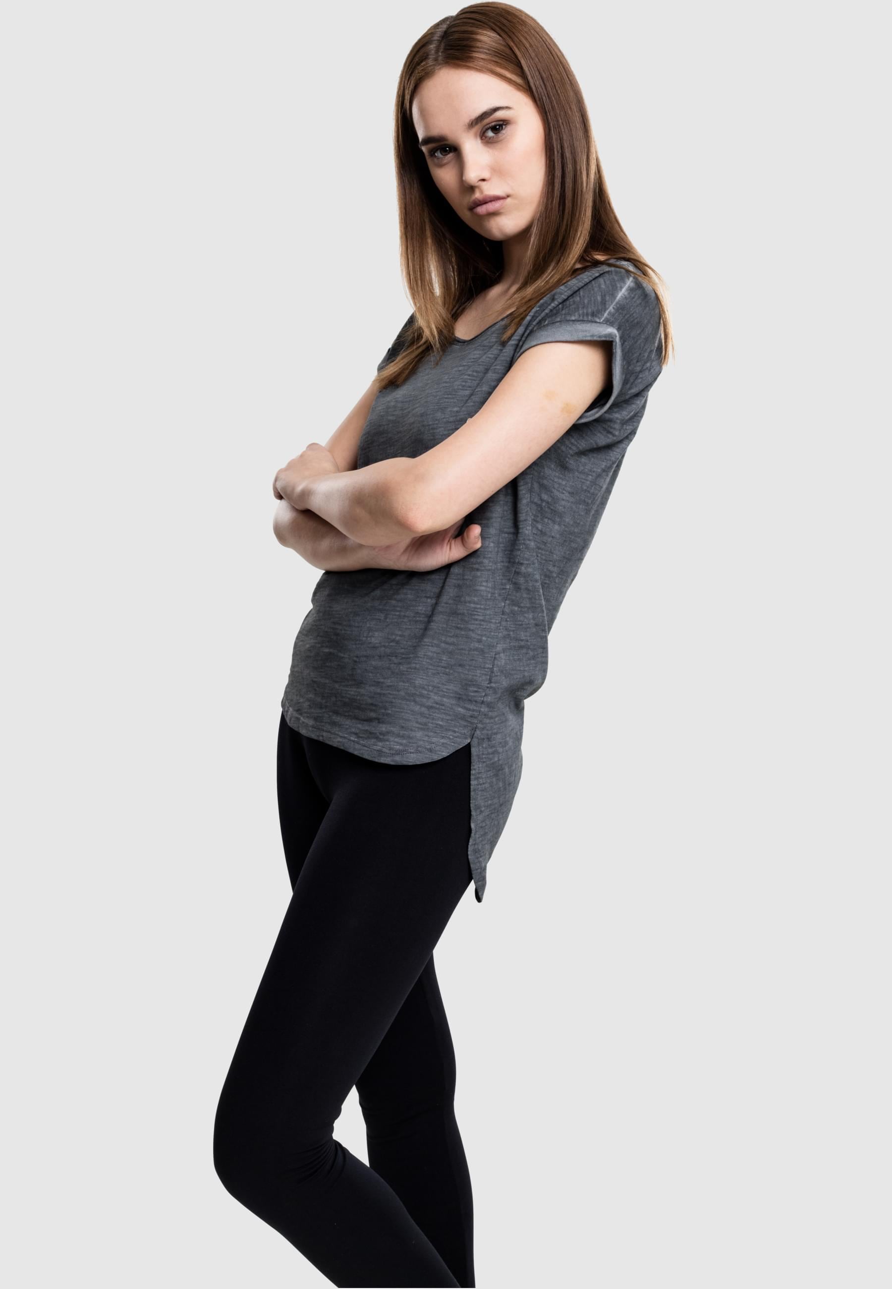 URBAN CLASSICS Kurzarmshirt »Urban Classics Damen Ladies Long Back Shaped Spray Dye Tee«, (1 tlg.)