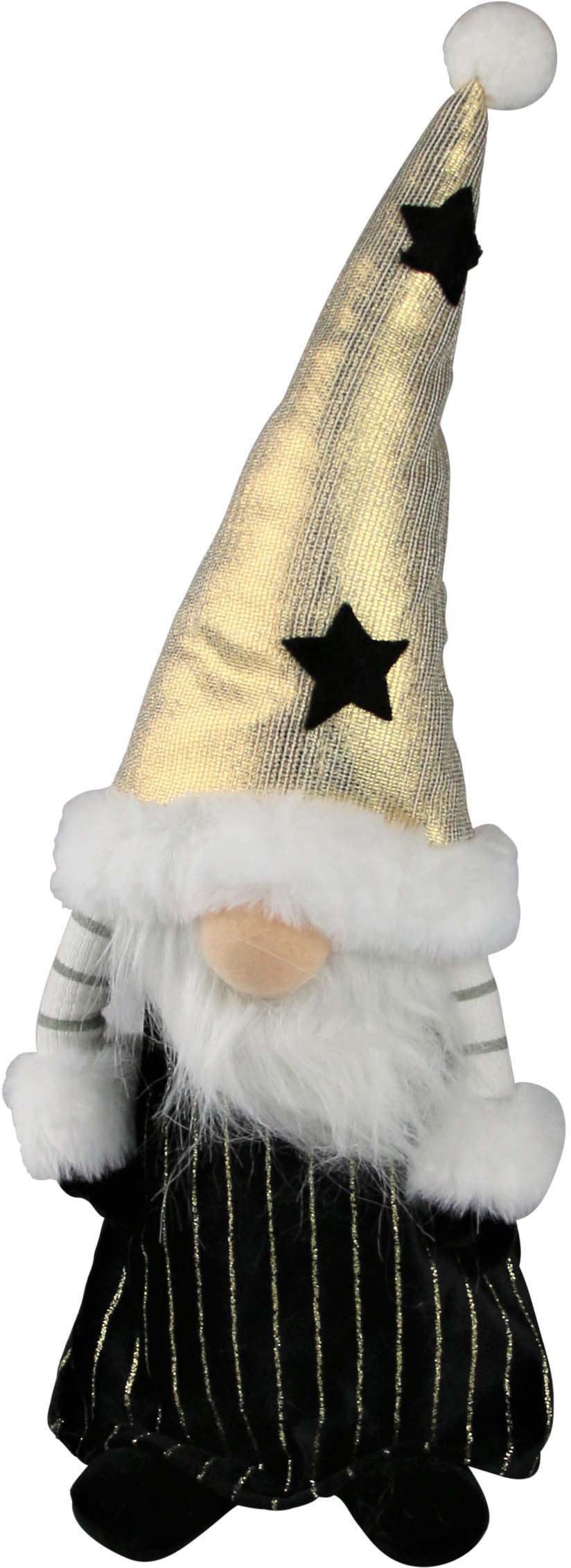 AM Design Weihnachtsfigur "Weihnachtsdeko", mit goldener Mütze und schwarzen Sternen