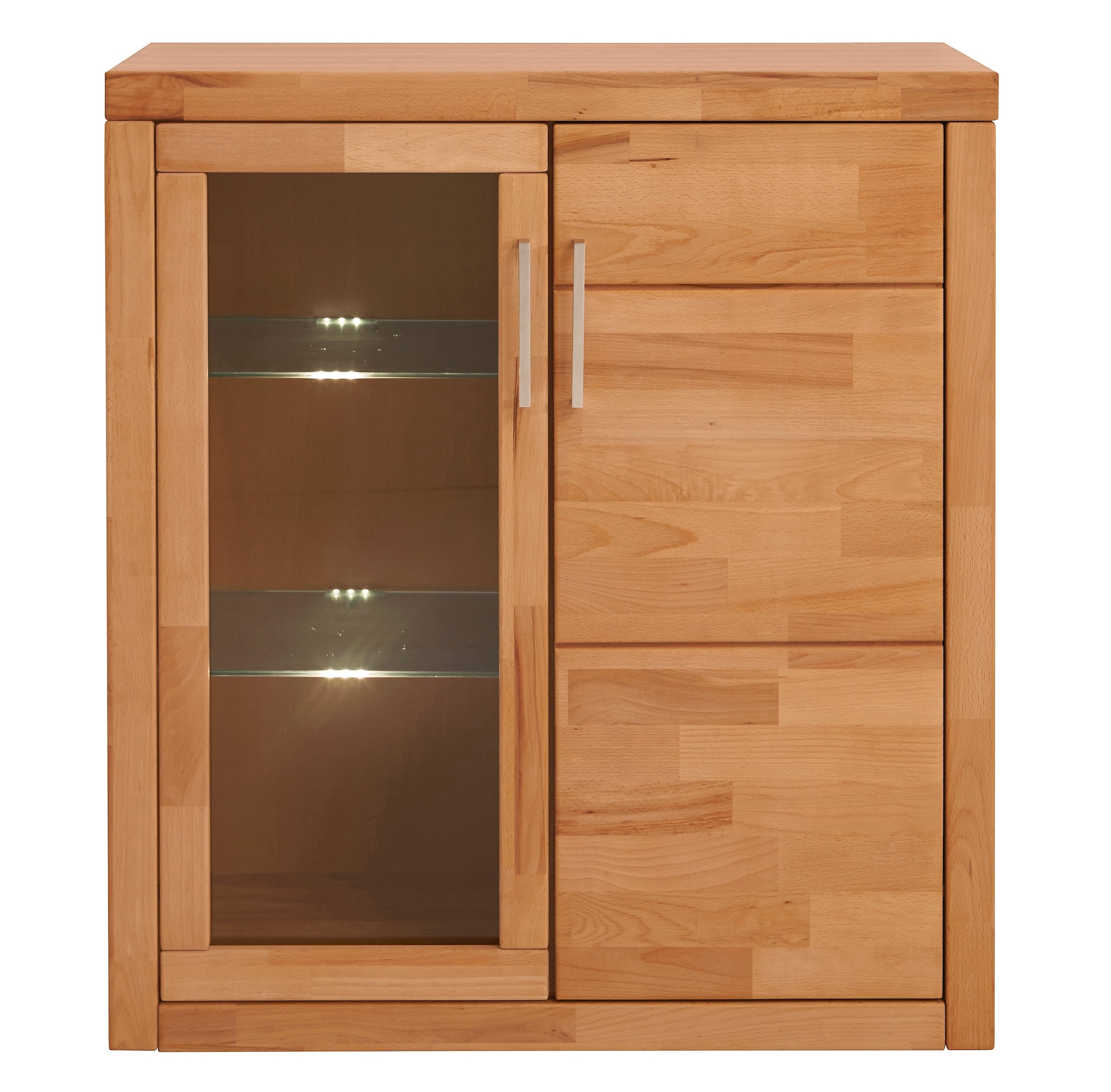 Home affaire Vitrine »Logo,100cm hoch,42 cm tief,Fronten Massivholz,6Fächer«, Korpus aus Holzwerkstoff,Griffe und Scharniere aus Metall