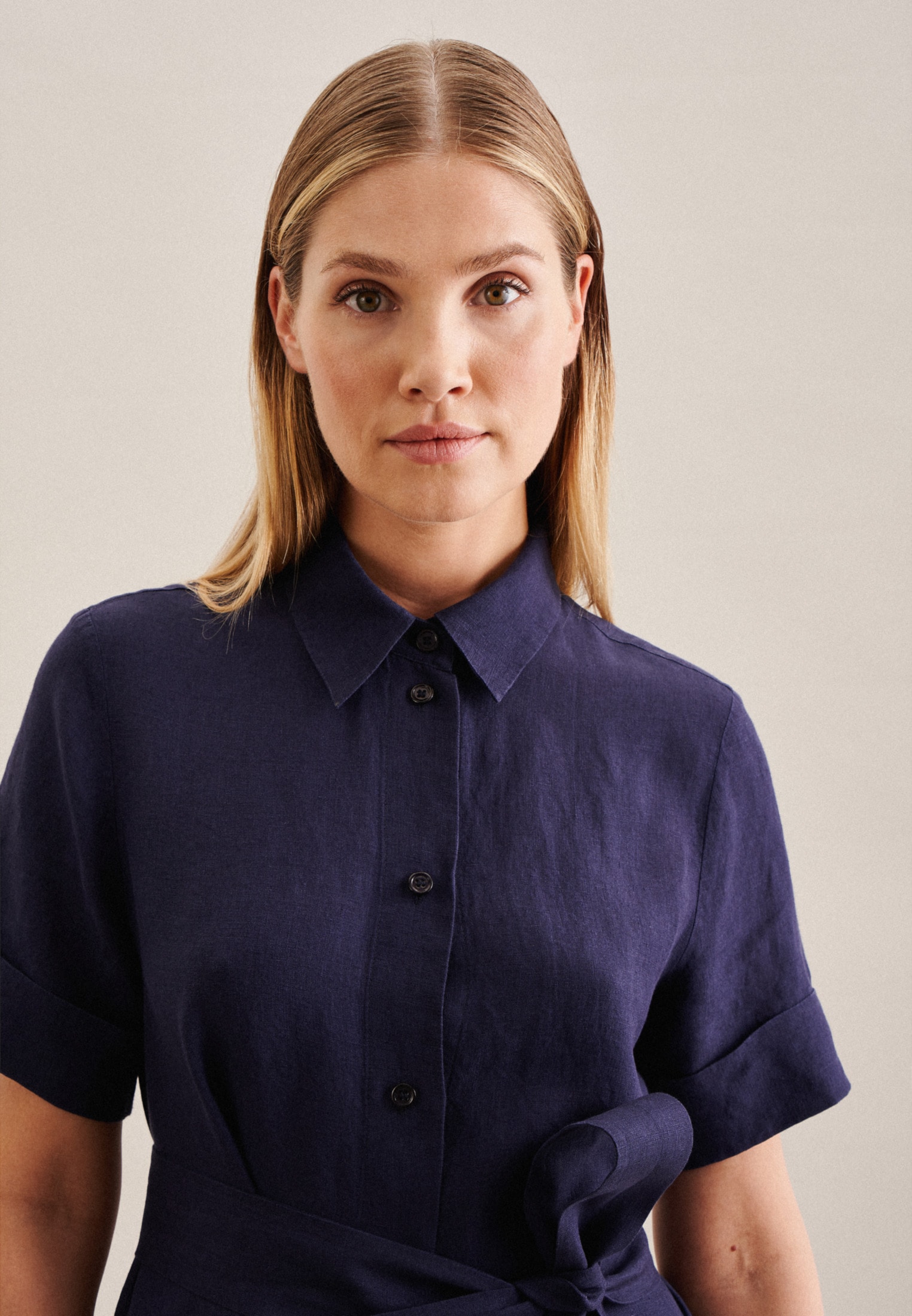 Thumbnail - seidensticker Sommerkleid "Schwarze Rose" Kurzarm Kragen Uni