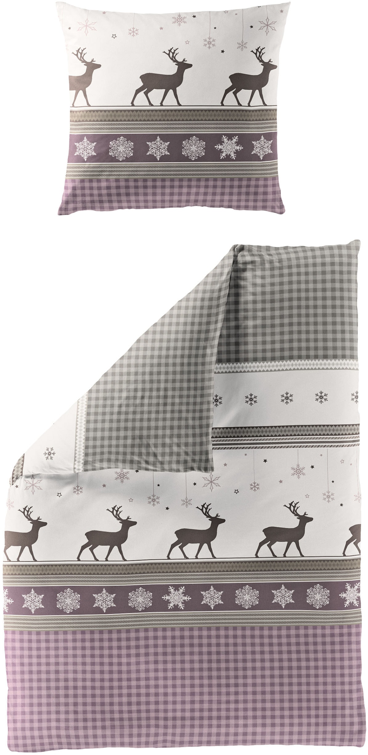 BIERBAUM Bettwäsche "Wichtel" 2 tlg. 100 % Baumwolle, Biber, unterschiedlic günstig online kaufen