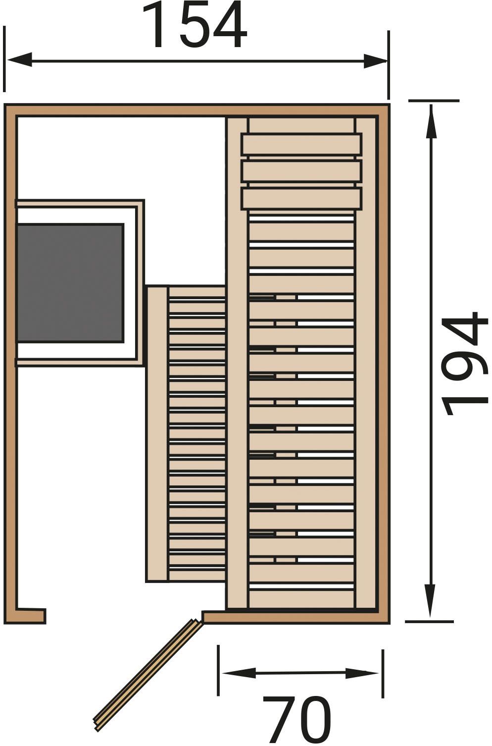 weka Sauna »Elementsauna KAARINA 1«, platzsparende Nischensauna, moderne Ganzglastür