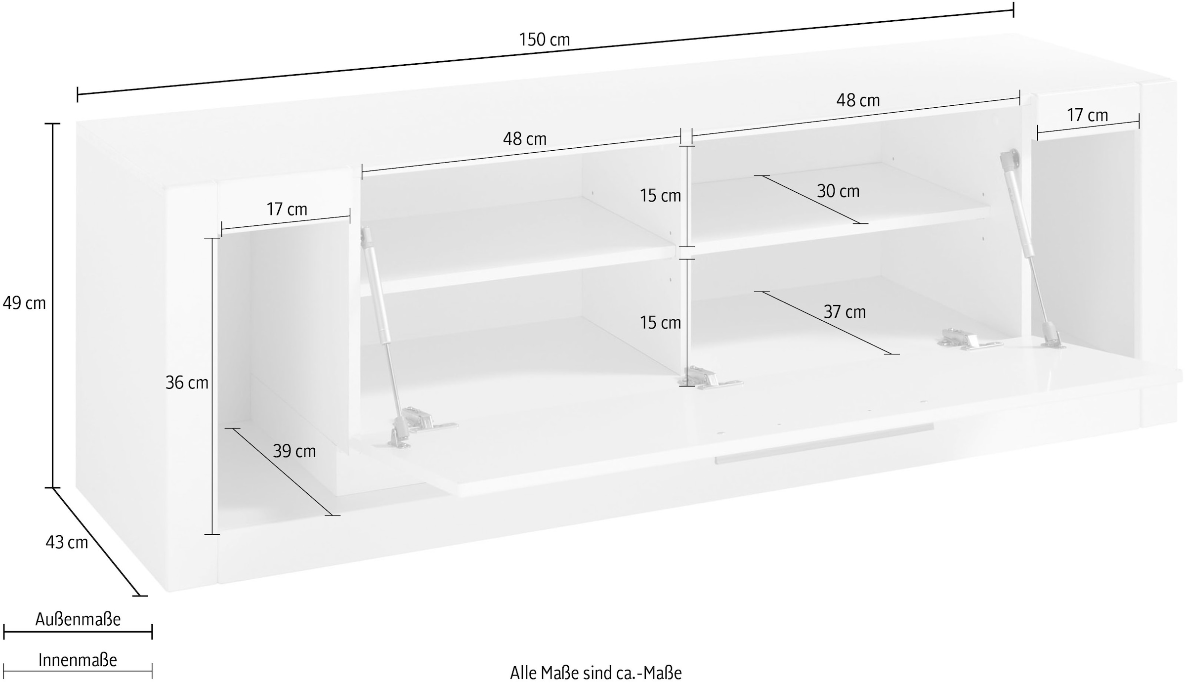 Places of Style Lowboard »MERAN«, Breite ca. 150 cm bestellen | BAUR