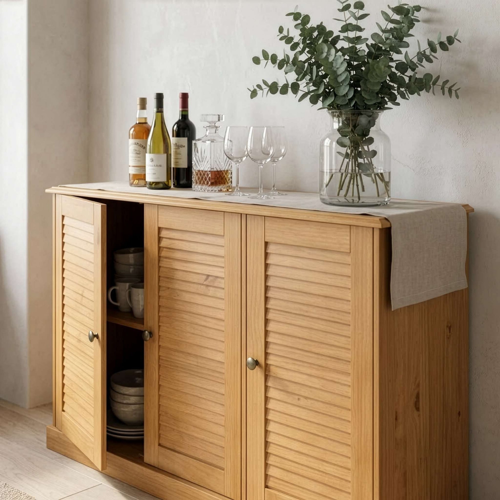 OTTO home Sideboard »Turia, mit Lamellentüren« Kommode aus massivem Kiefernholz, FSC®, Breite 125 cm
