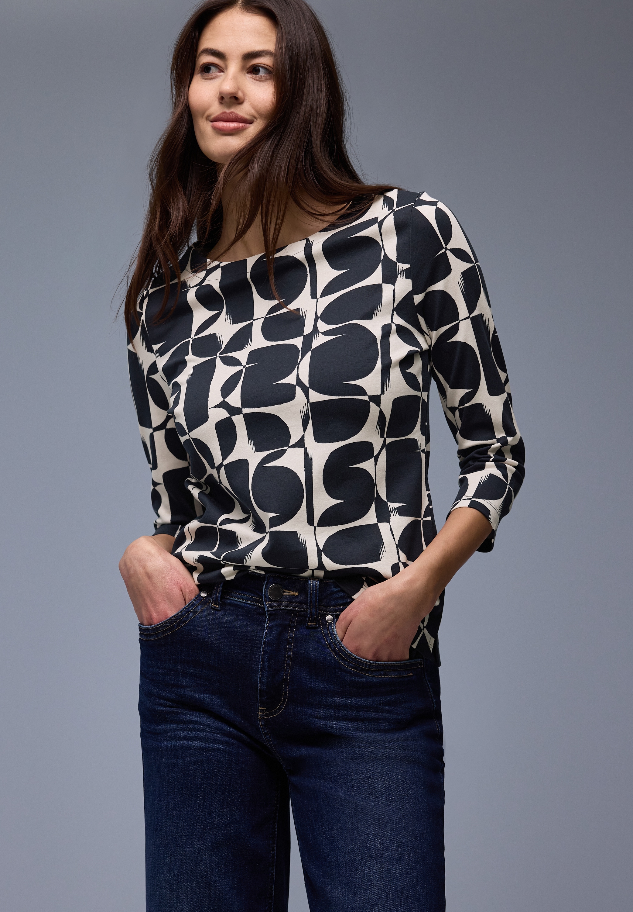 STREET ONE 3/4-Arm-Shirt mit All-Over Print günstig online kaufen