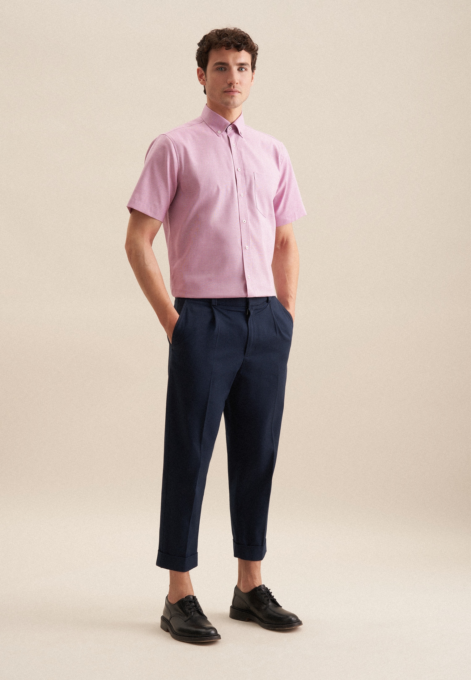 seidensticker Businesshemd »Regular«, Regular Kurzarm Button-Down-Kragen Struktur