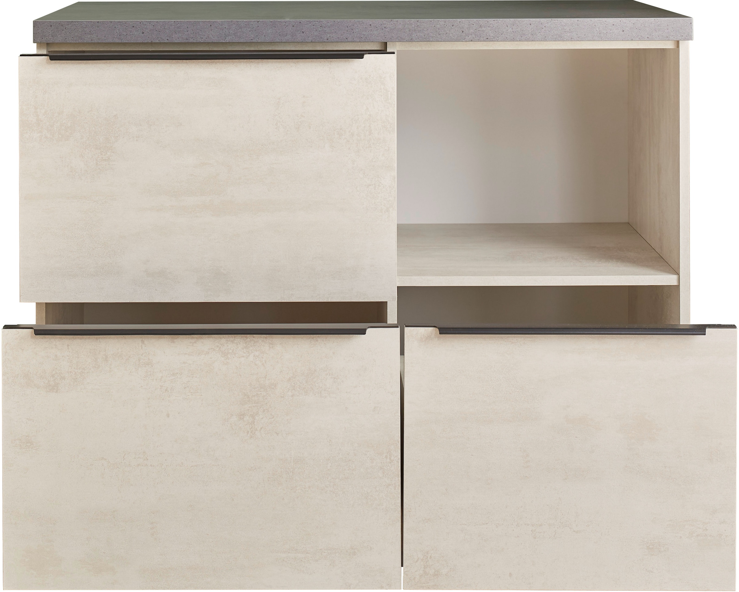 BASIC by Balculina Unterschrank »Sanibel Küchenschrank mit Auszügen BxHxT 110x94x60«, (1 St.), Breite 110cm, Melaminbeschichtung, 3 Auszüge, 1 offenes Fach