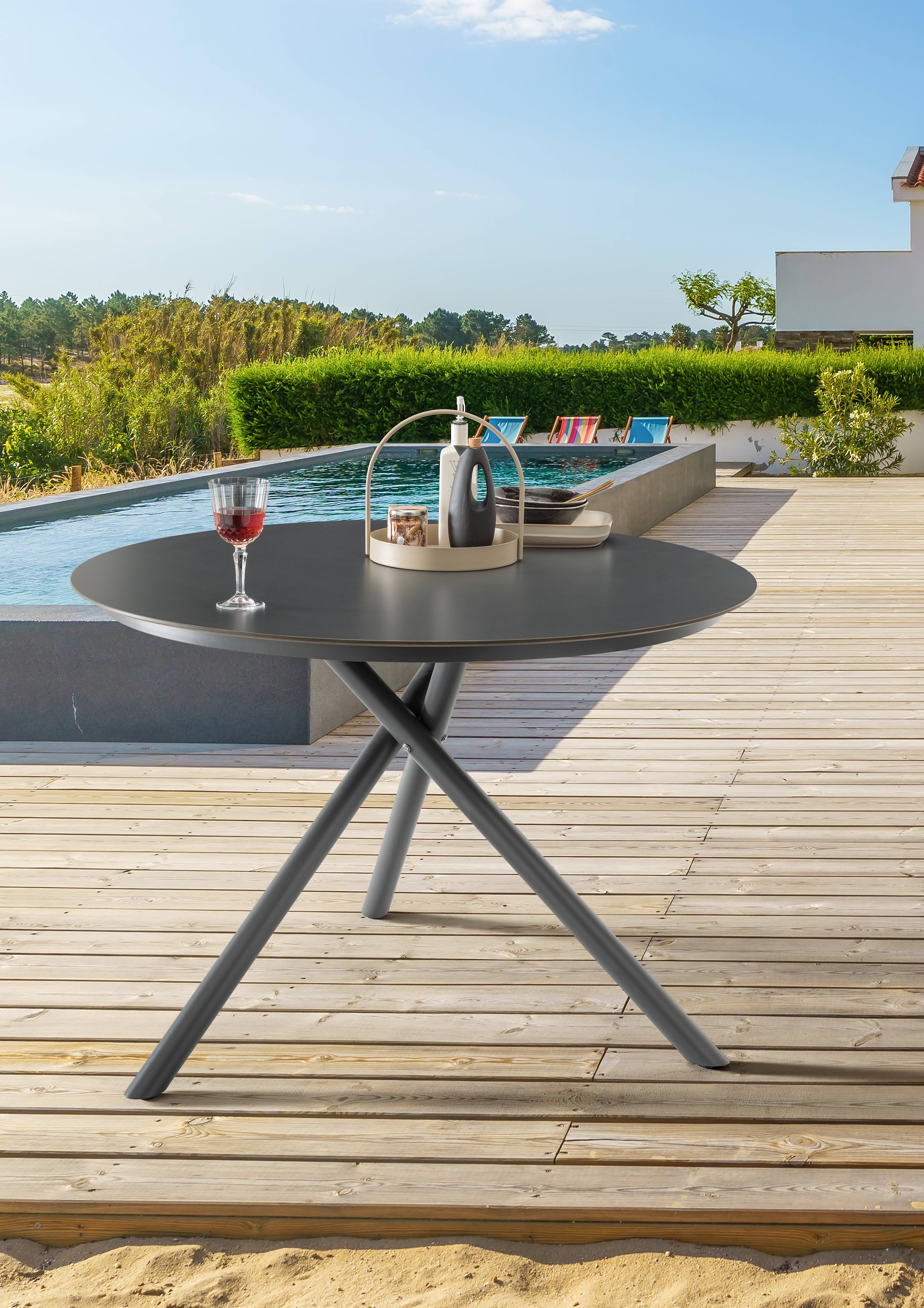 Destiny Garten-Essgruppe »MOLINO BARLETTA Essgruppe 4 Se + Tisch Ø110cm« Set, 