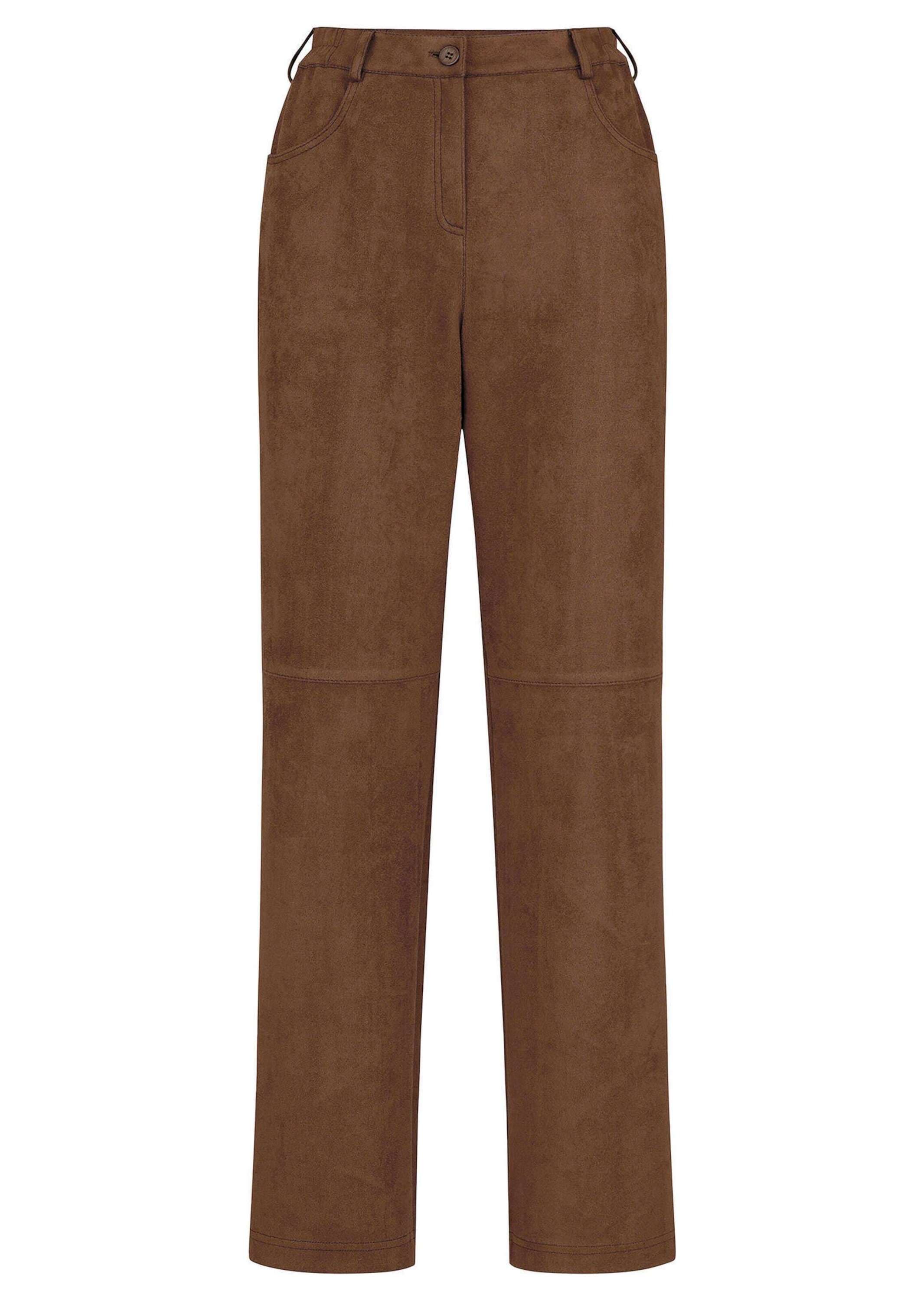 GOLDNER Stoffhose "Hose VERA in Veloursleder-Optik" stretchbequeme Velourlederoptik