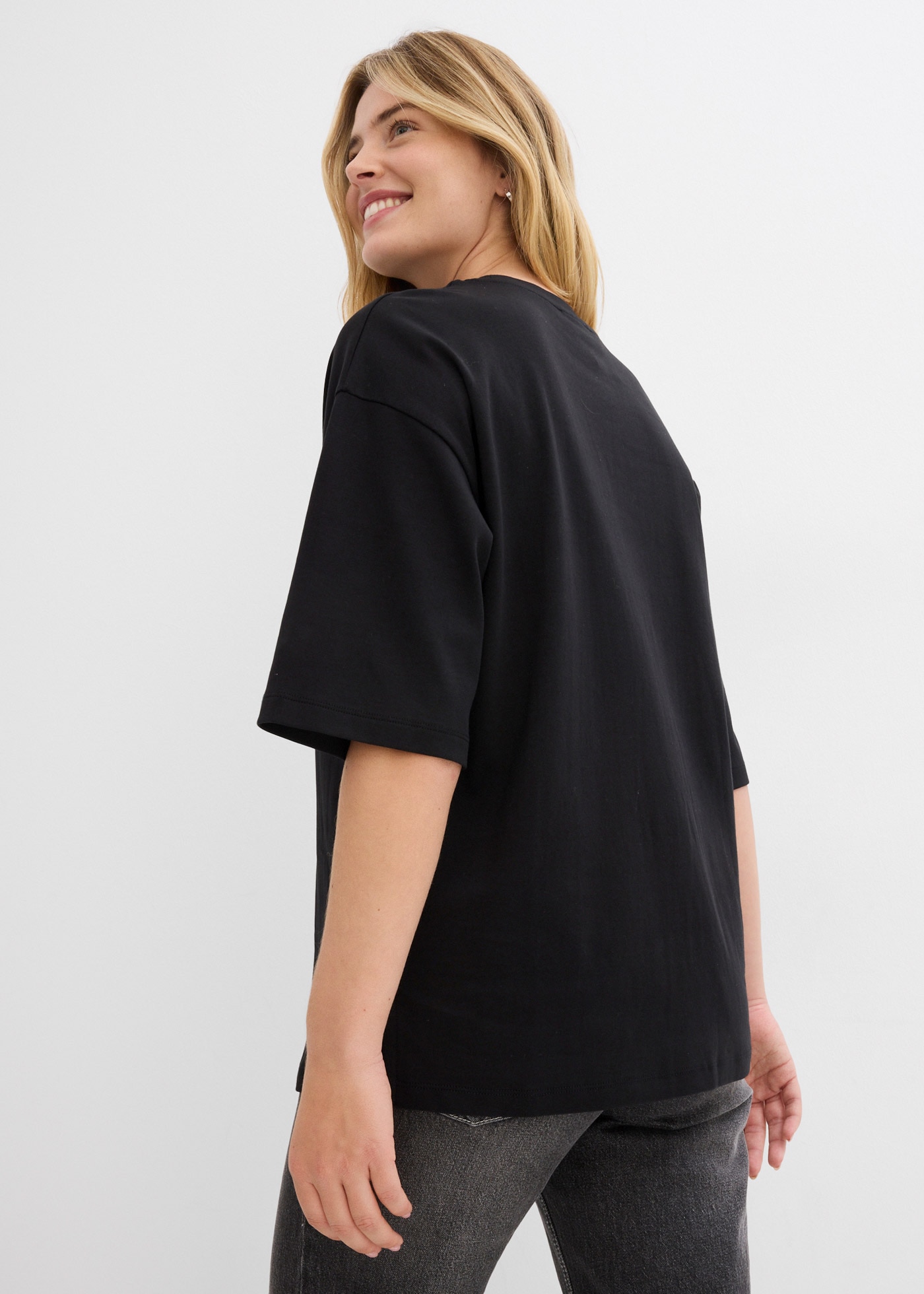 bonprix Longshirt Oversized Schnitt, Halbarm, für Frühling und Sommer