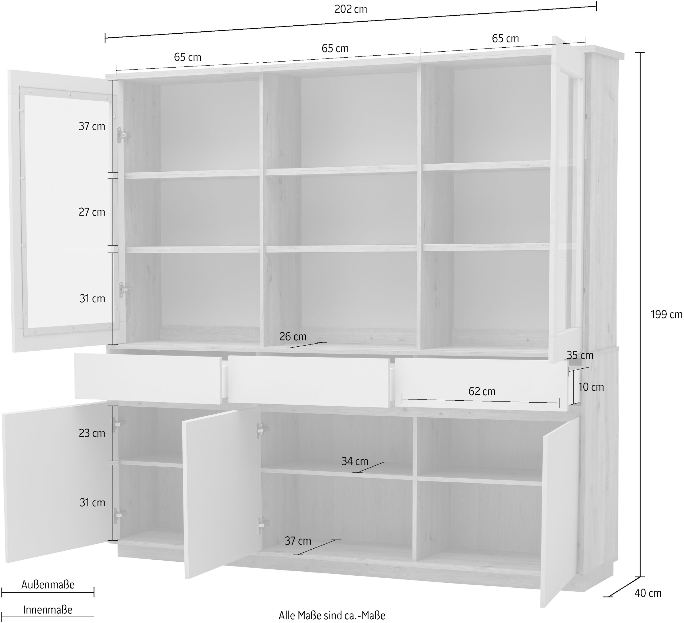 Home affaire Buffet »Sonora, moderner Hochschrank, Buffetschrank in Kaschmir, Regal« filigrane Rahmenoptik, ausreichend Stauraum, vielseitig einsetzbar