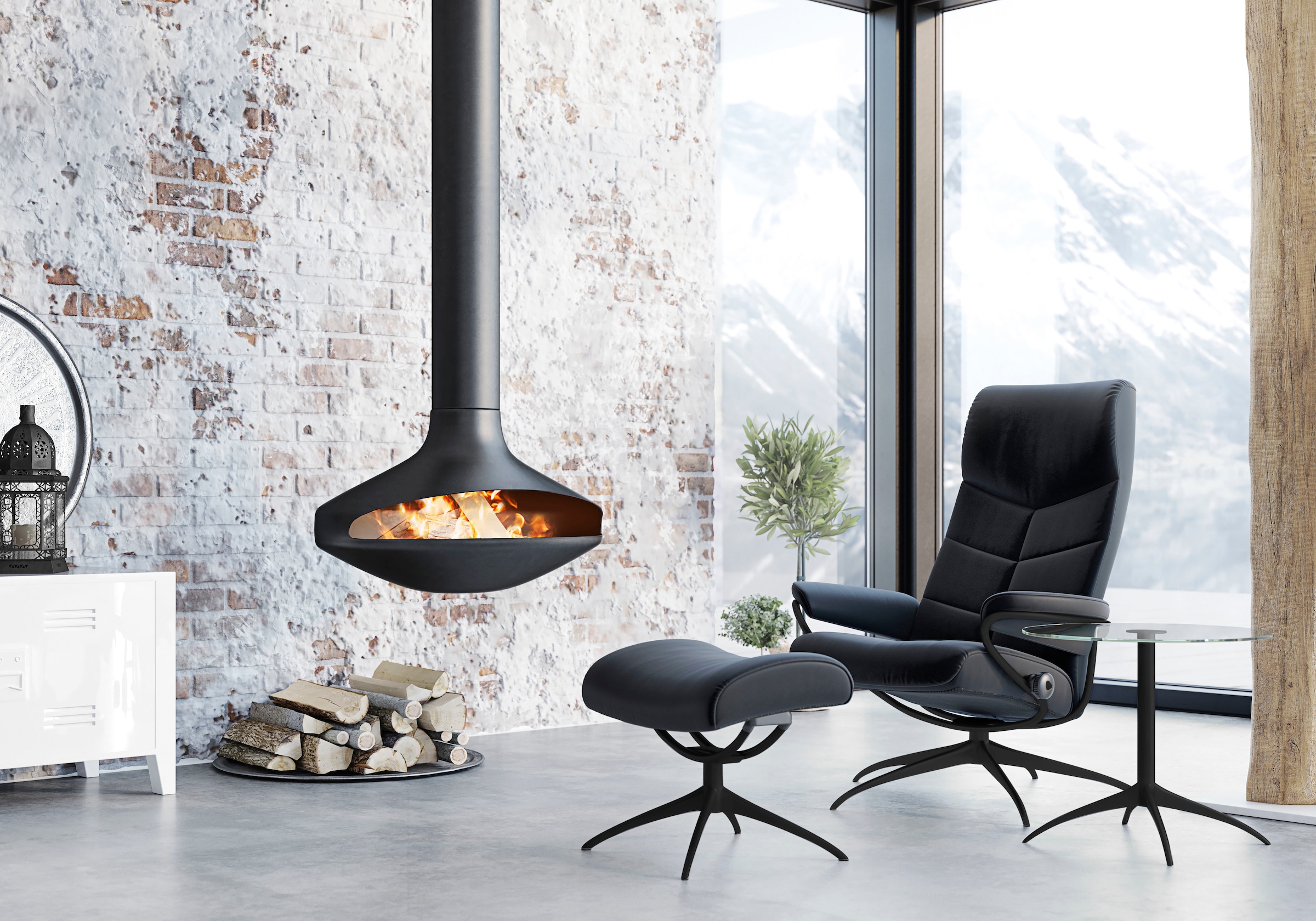 Stressless® Relaxsessel »Dublin«, (Set, Relaxsessel mit Hocker), mit Hocker, High Back, mit Star Base, Gestell Schwarz