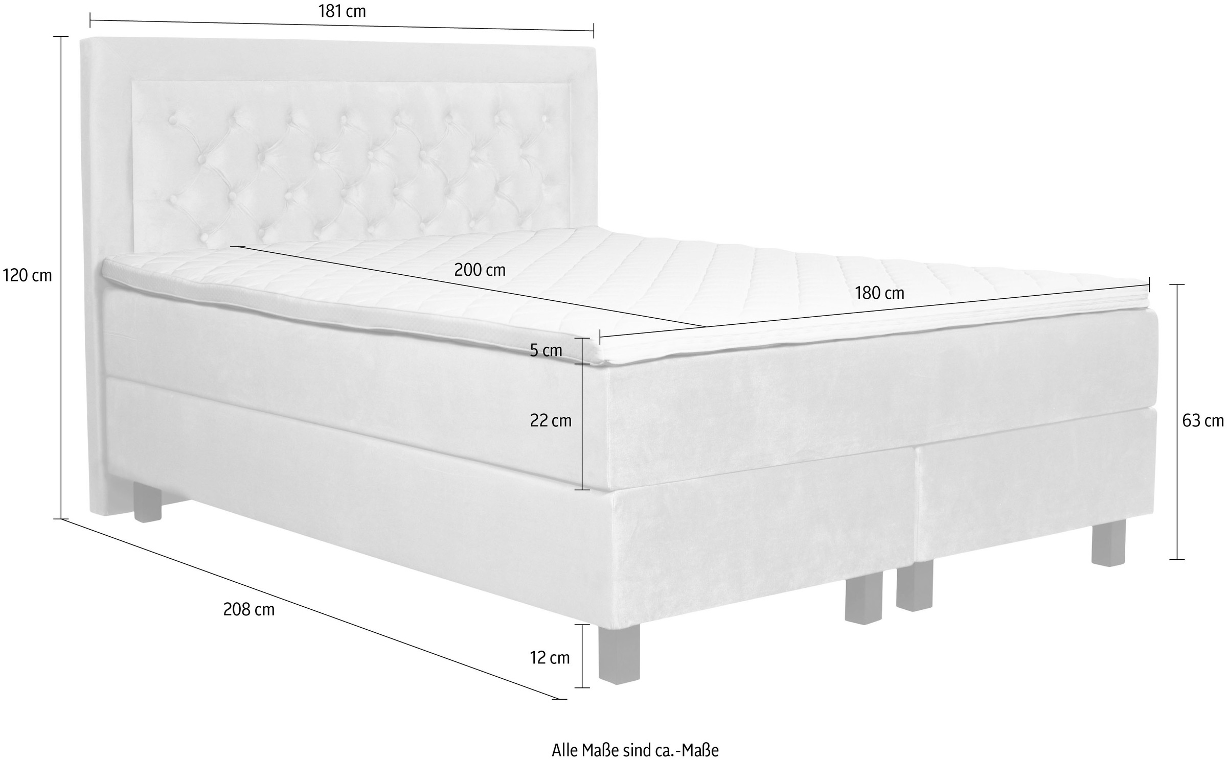 Leonique Boxspringbett »Jeanne«, inkl. Topper mit Taschen-Federkernmatratze