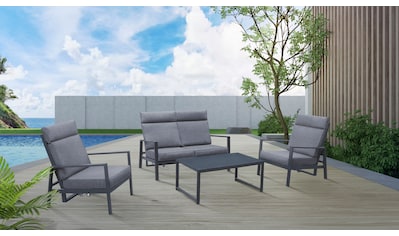 Gartenlounge-Set »Detroit«, (Set, 4 tlg., 1x 2er Sofa, 2x Sessel, 1x Tisch 100x60x42...