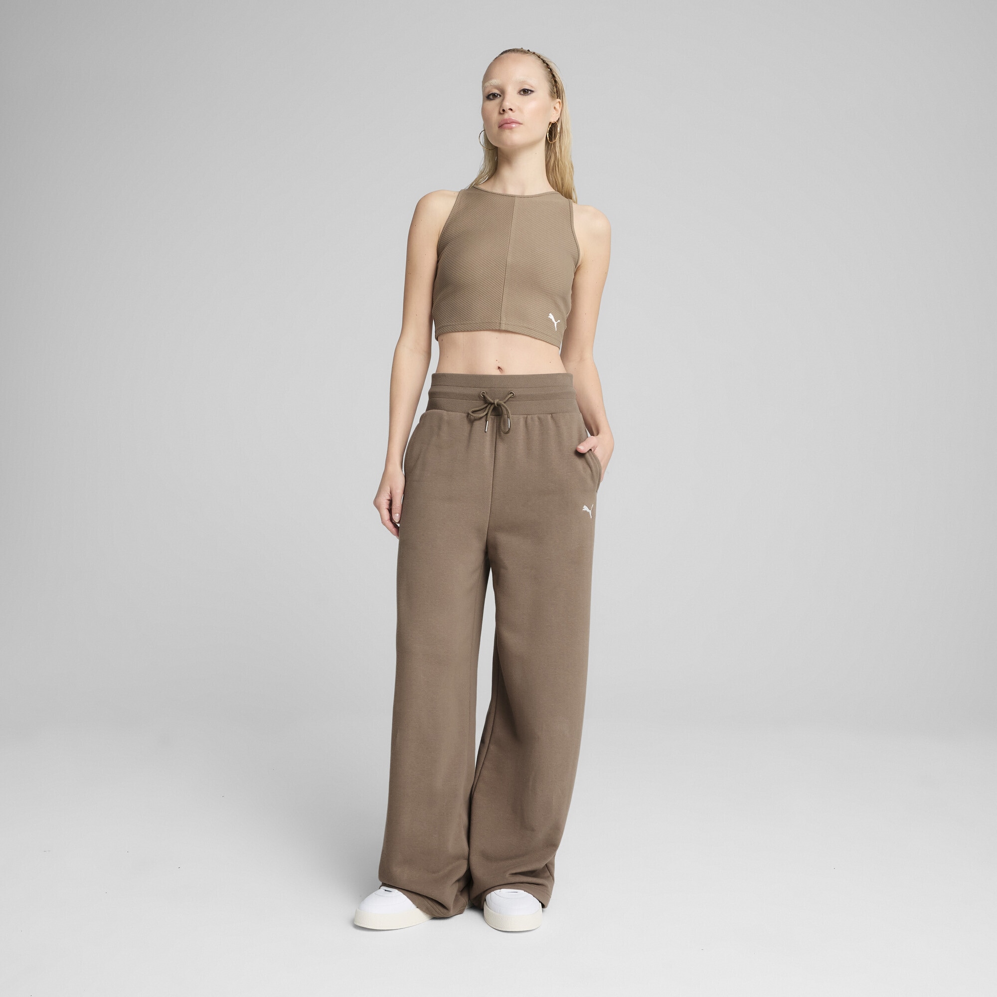 PUMA T-Shirt »WARDROBE ESS Geripptes Crop-Top Damen«