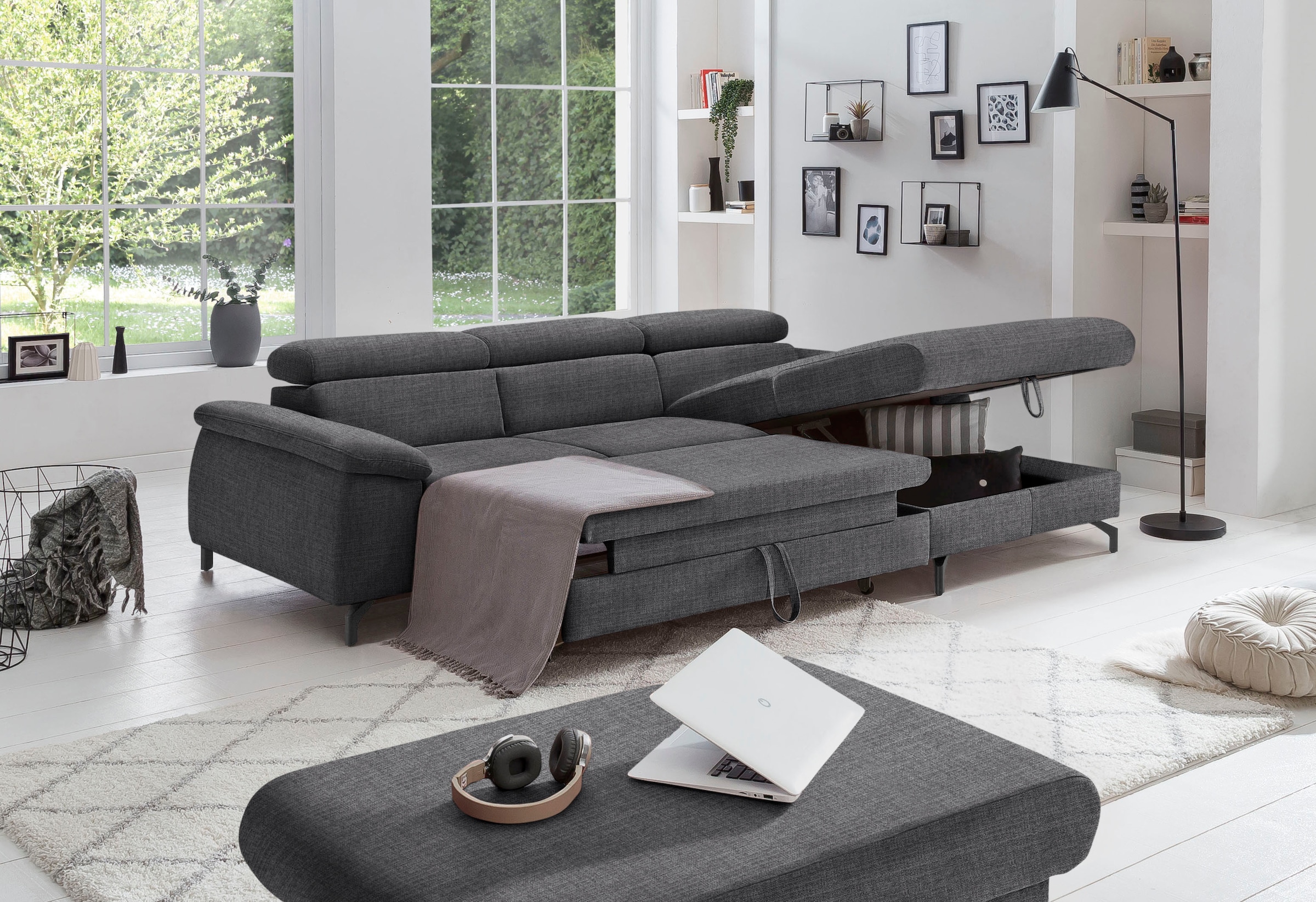 COTTA Ecksofa »Kitty L-Form«, mit Kopfteilverstellung, wahlweise mit Bettfunktion & Bettkasten